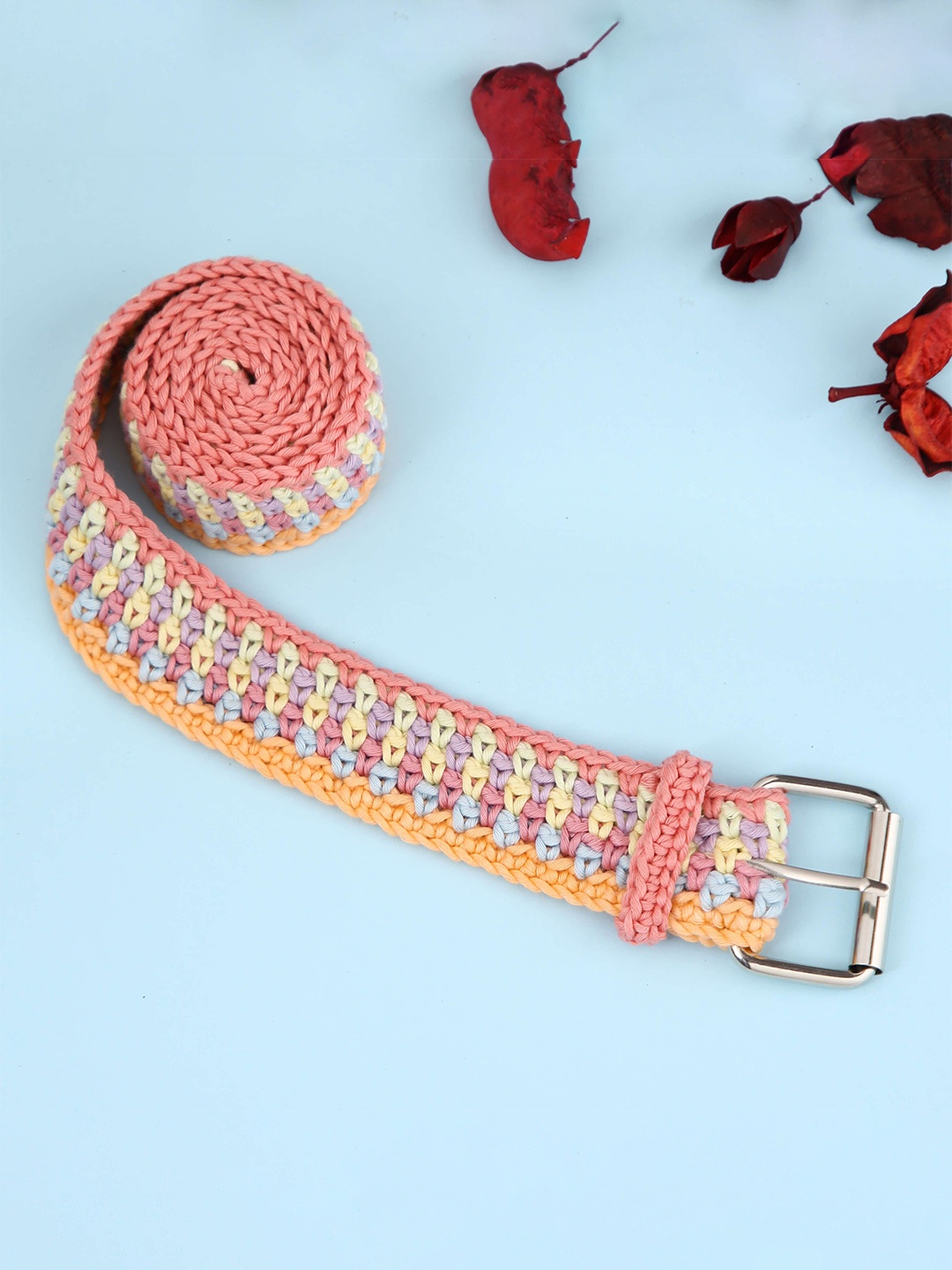 

Magic Needles Women Textured Belt, Pink