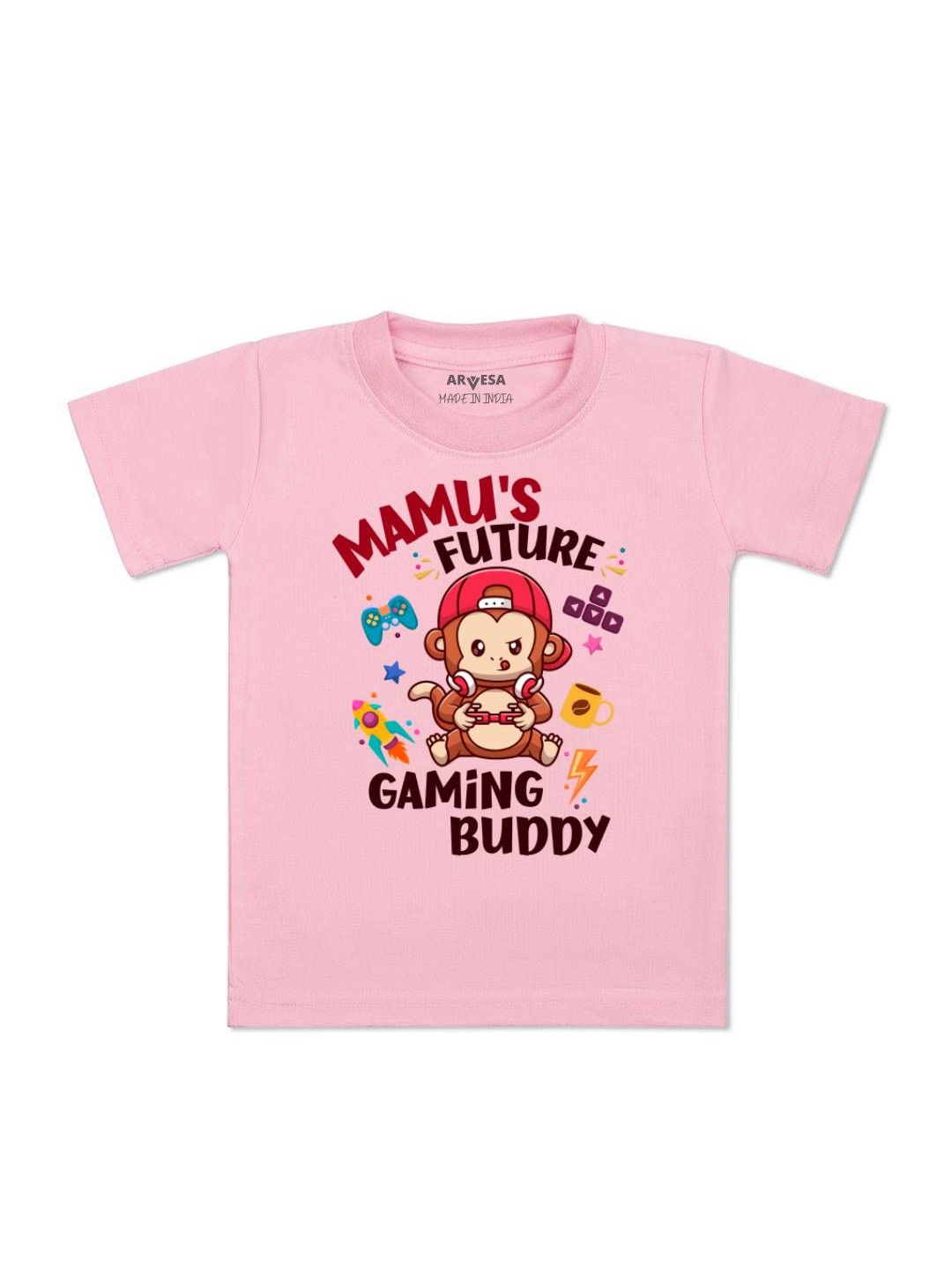 

Arvesa Kids Mamu Future Gaming Buddy Printed Tshirt, Pink