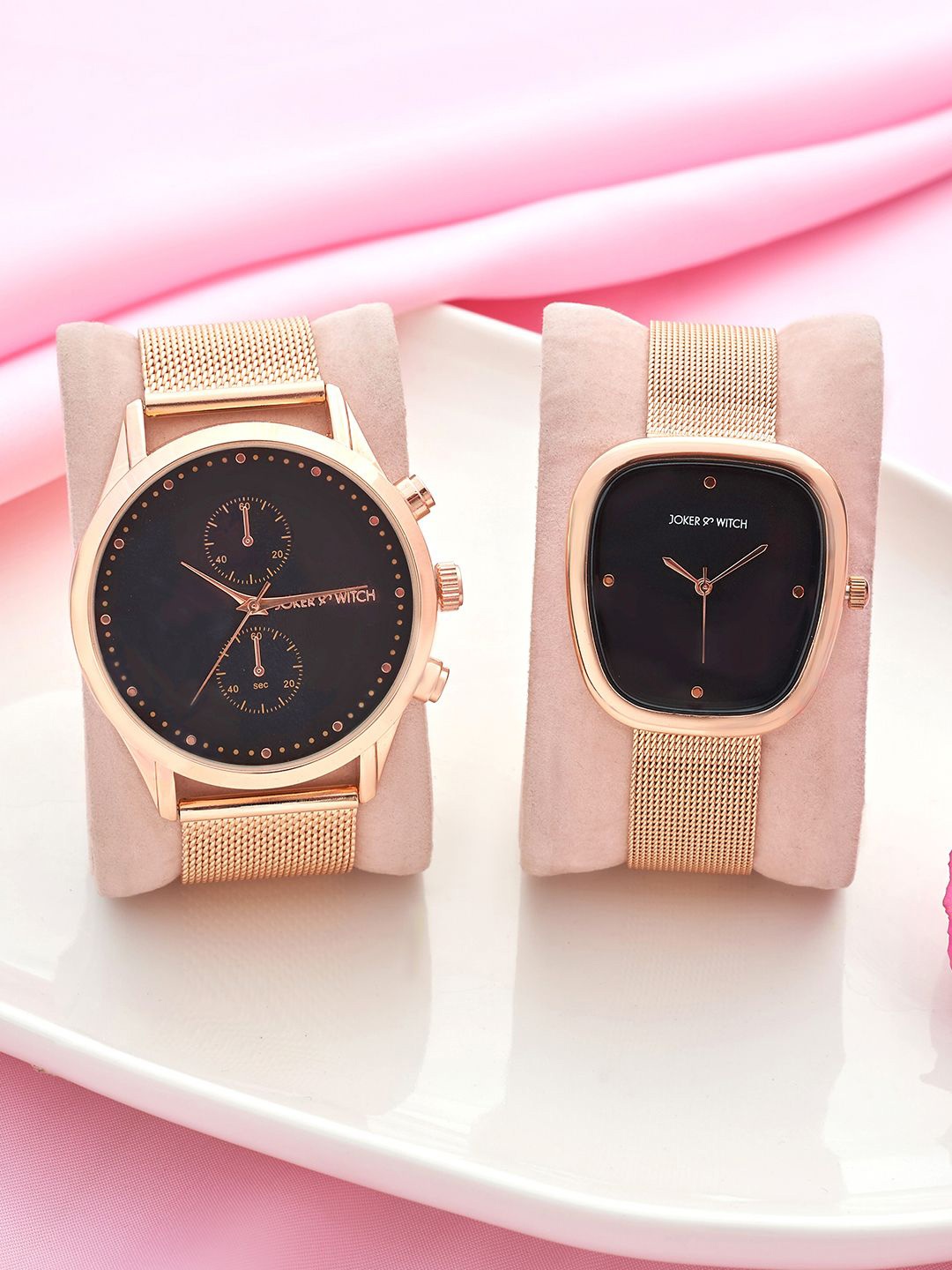 

JOKER & WITCH Johnny & Winona Analogue Couple Watches Giftset, Rose gold