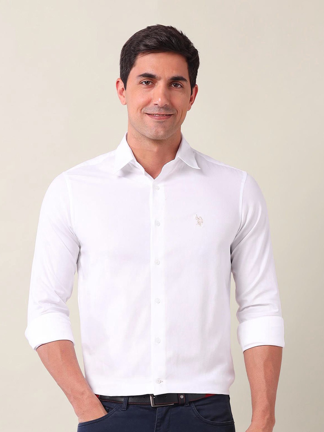 

U.S. Polo Assn. Men Classic Tailored Fit Opaque Casual Shirt, White