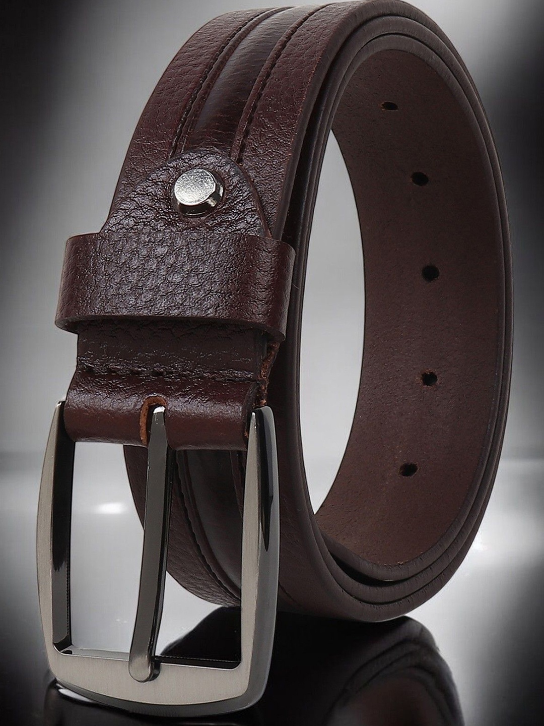 

Metronaut Men Textured Leather Formal Belt, Brown