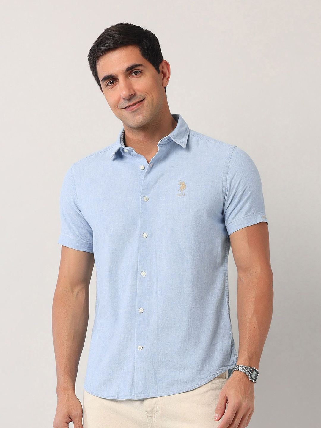 

U.S. Polo Assn. Denim Co. Men Classic Opaque Casual Shirt, Blue