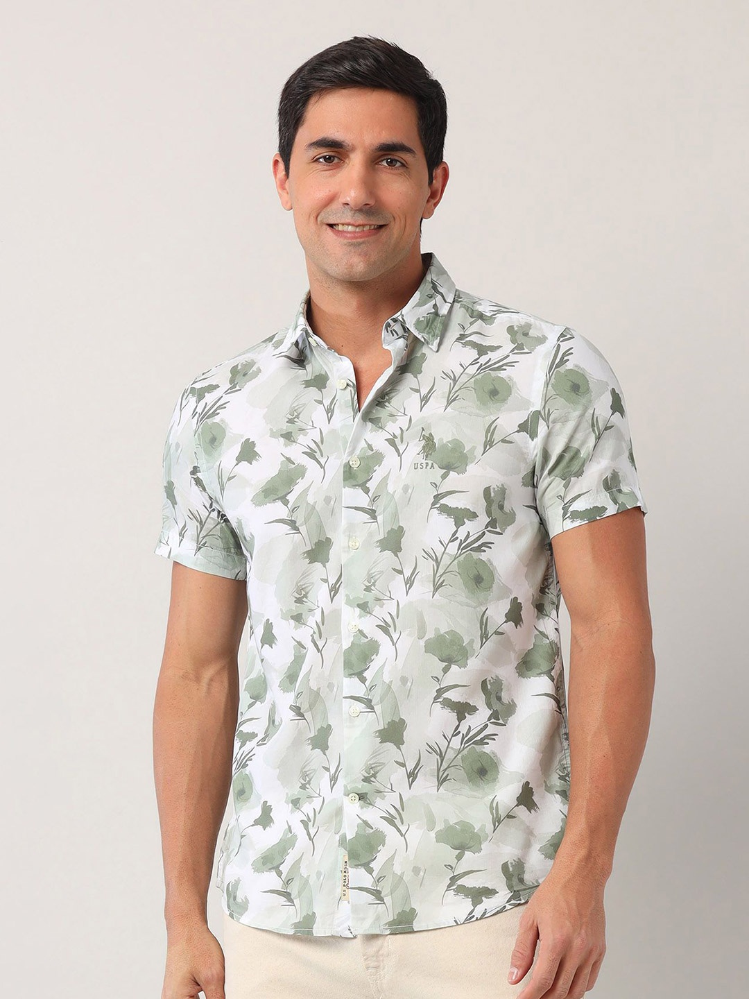 

U.S. Polo Assn. Denim Co. Men Classic Floral Opaque Printed Casual Shirt, Green