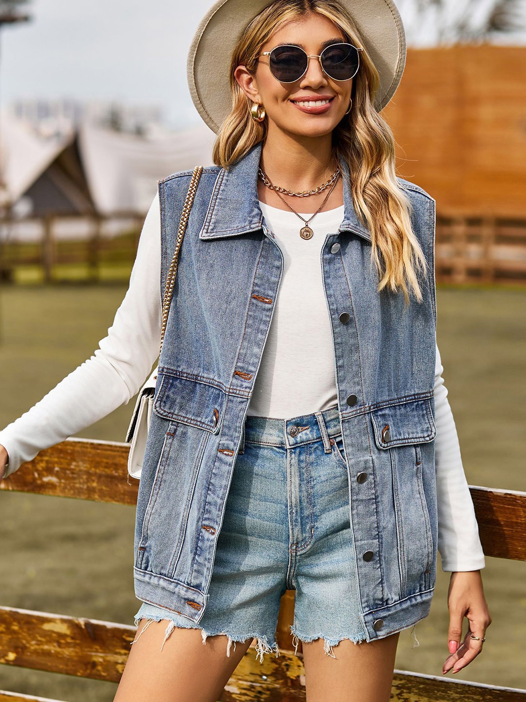 

StyleCast Women Lightweight Longline Denim Jacket, Blue