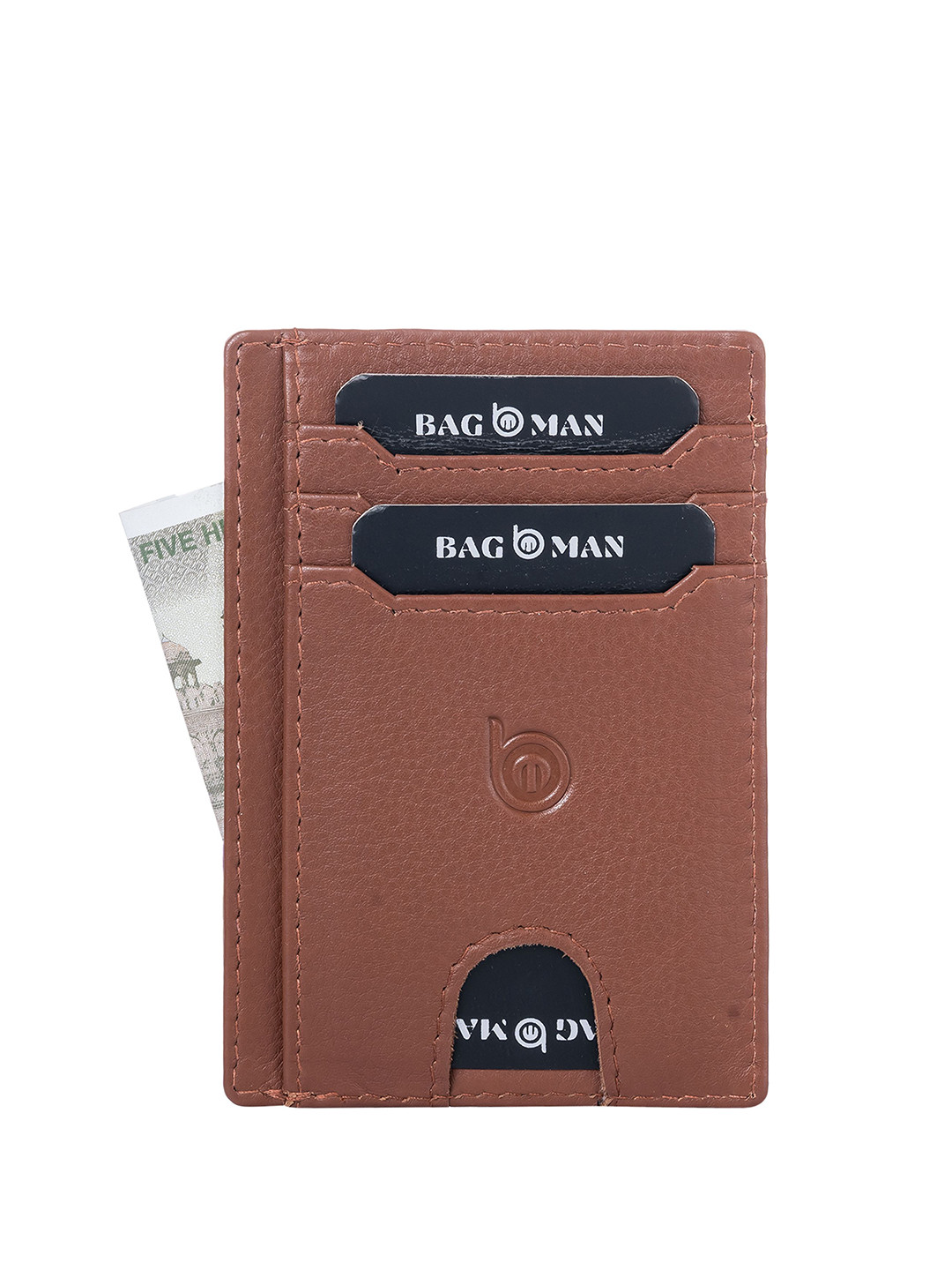 

BAGMAN Men Leather Card Holder, Tan