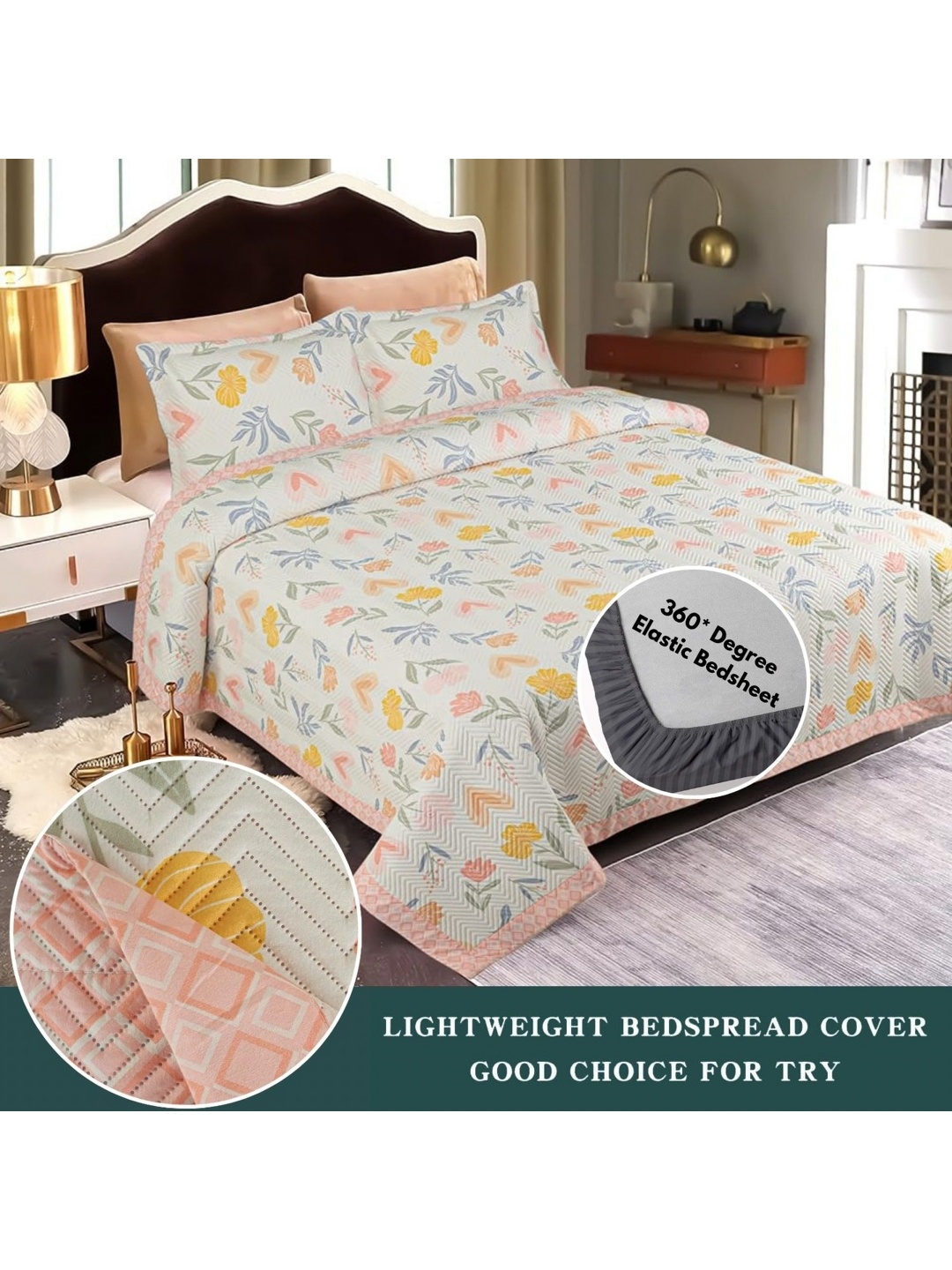 

Innovative Edge Orange Floral 210 TC King Bedsheet with 2 Pillow Covers