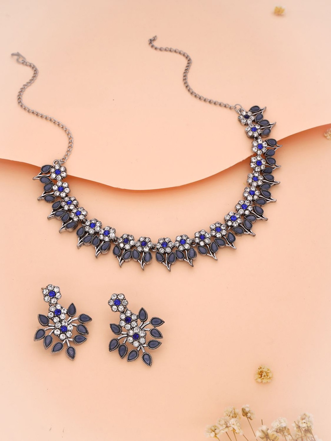 

Anouk Silver-Plated American Diamond Studded Jewellery Set