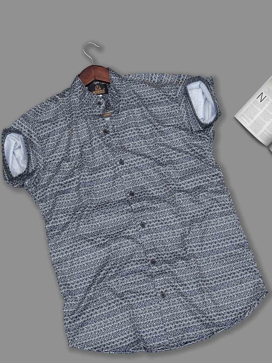 

iCome Men Classic Opaque Printed Casual Shirt, Black