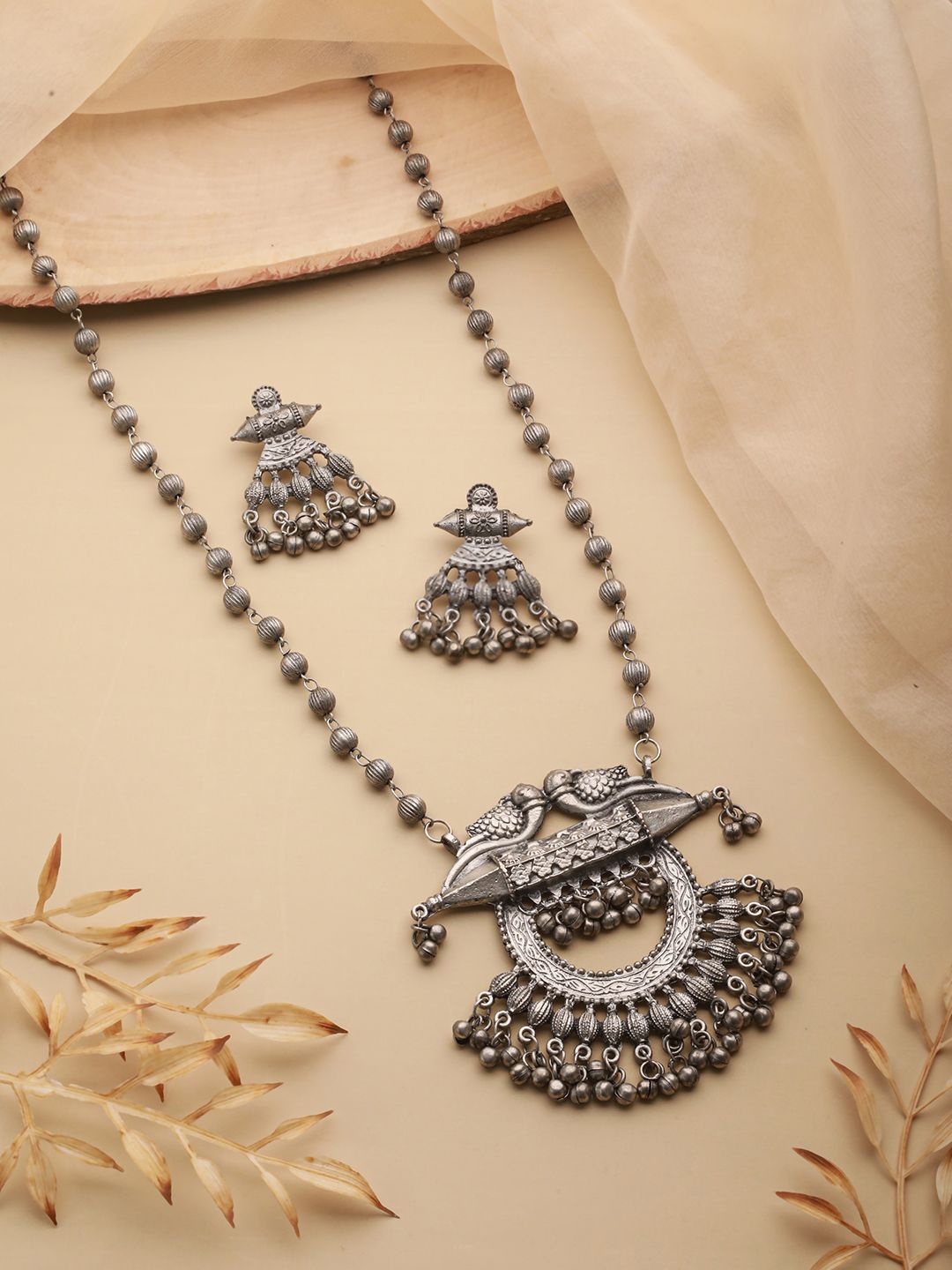 

Anouk Silver-Plated Beaded-Studded Jewellery Set