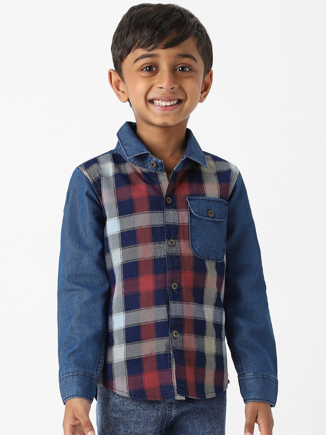 

Nauti Nati Boys Standard Tartan Checks Opaque Checked Casual Shirt, Blue