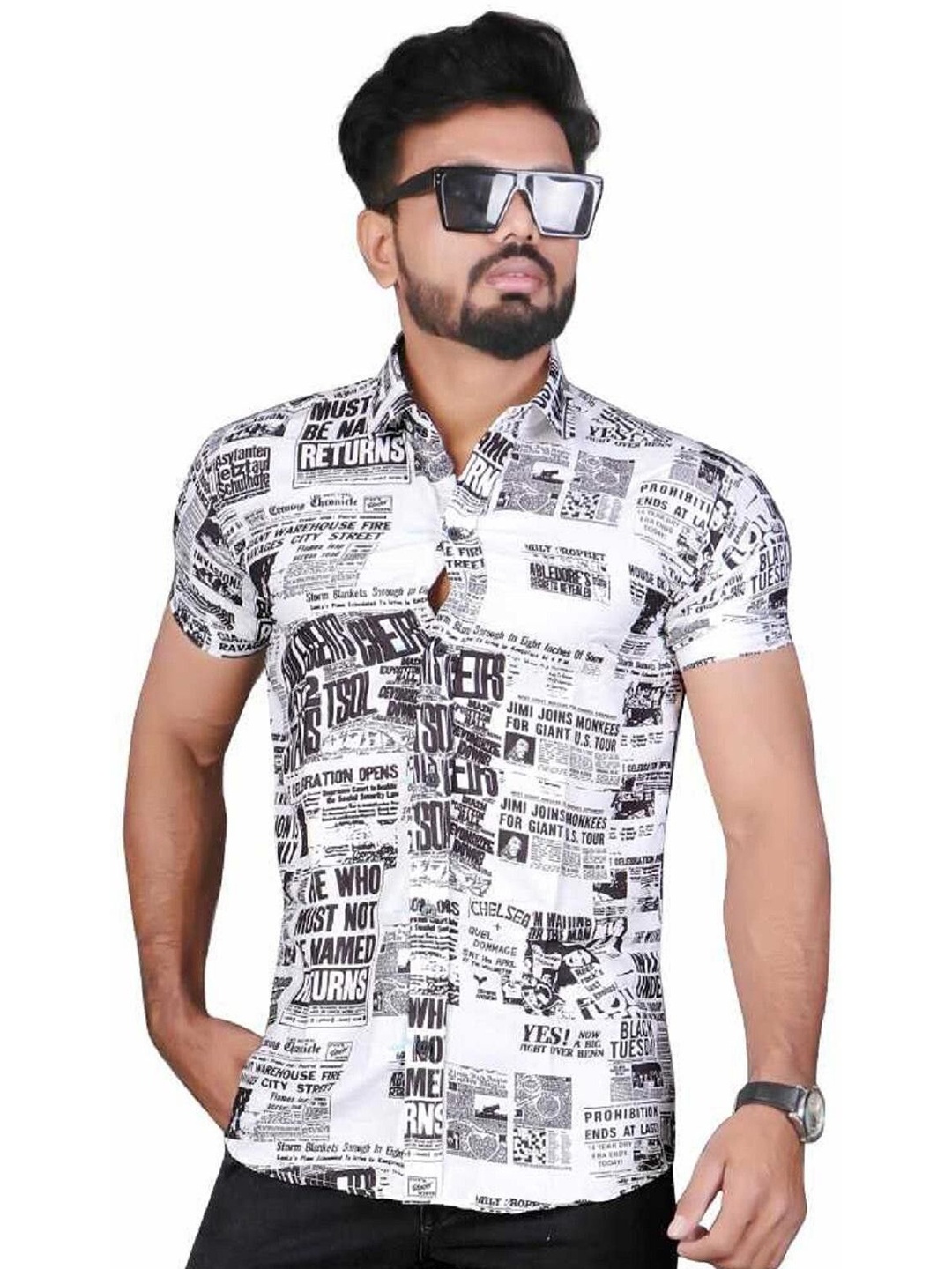 

iCome Men Classic Opaque Printed Casual Shirt, Multi