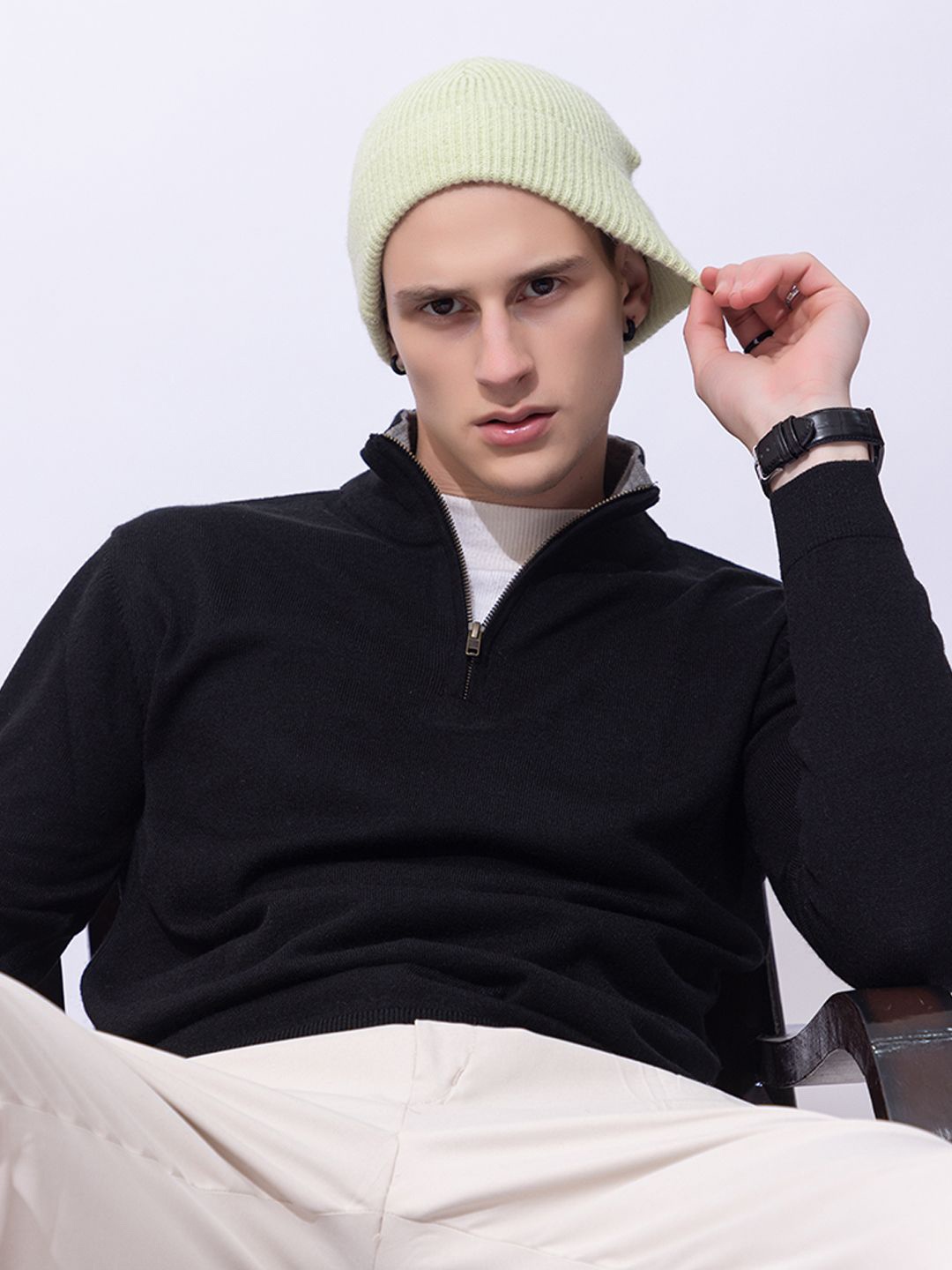 

ARMISTO Men Ribbed Knitted Beanie, Green
