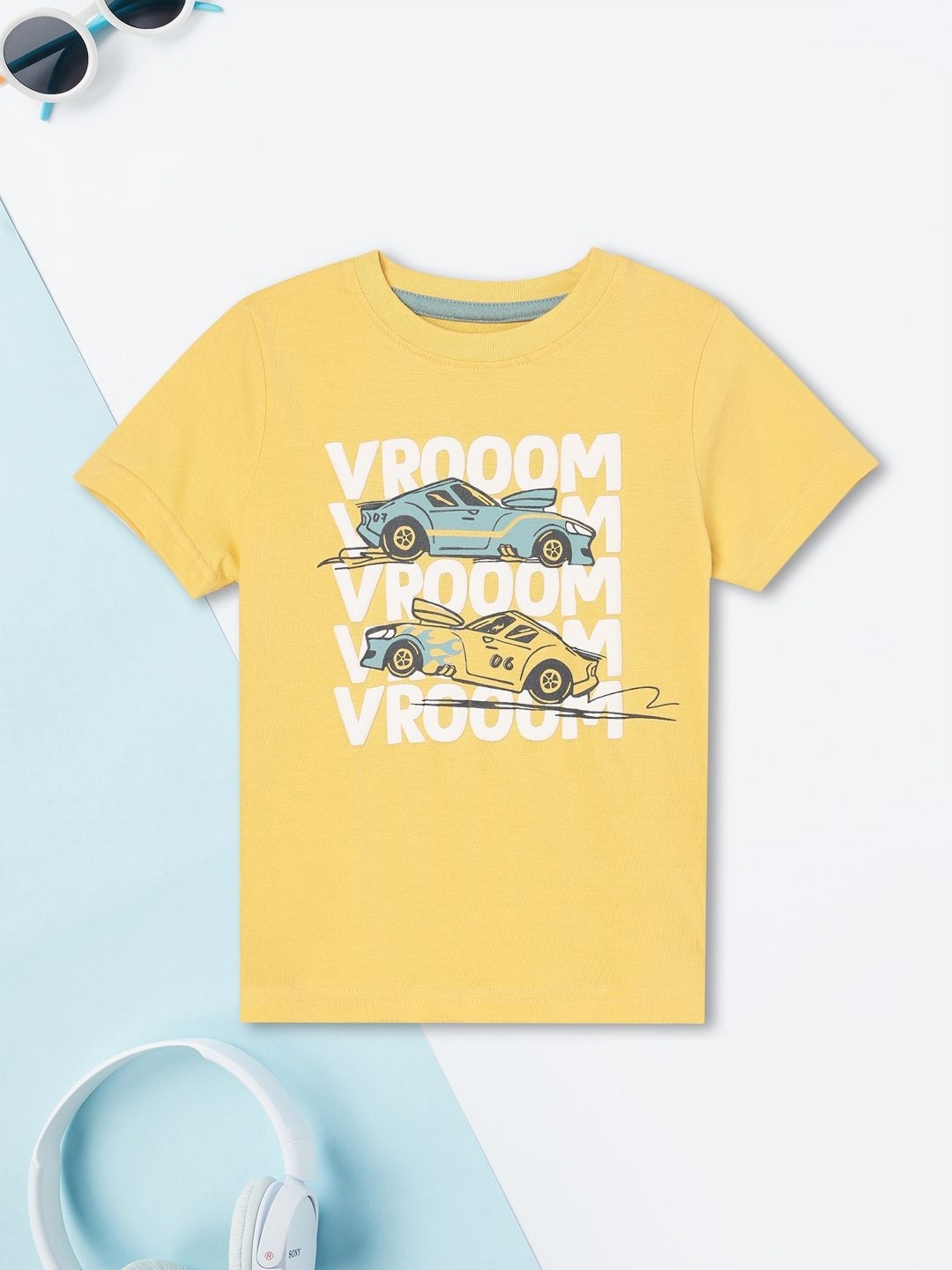 

max Boys Graphic Printed Round Neck Cotton T-shirt, Yellow
