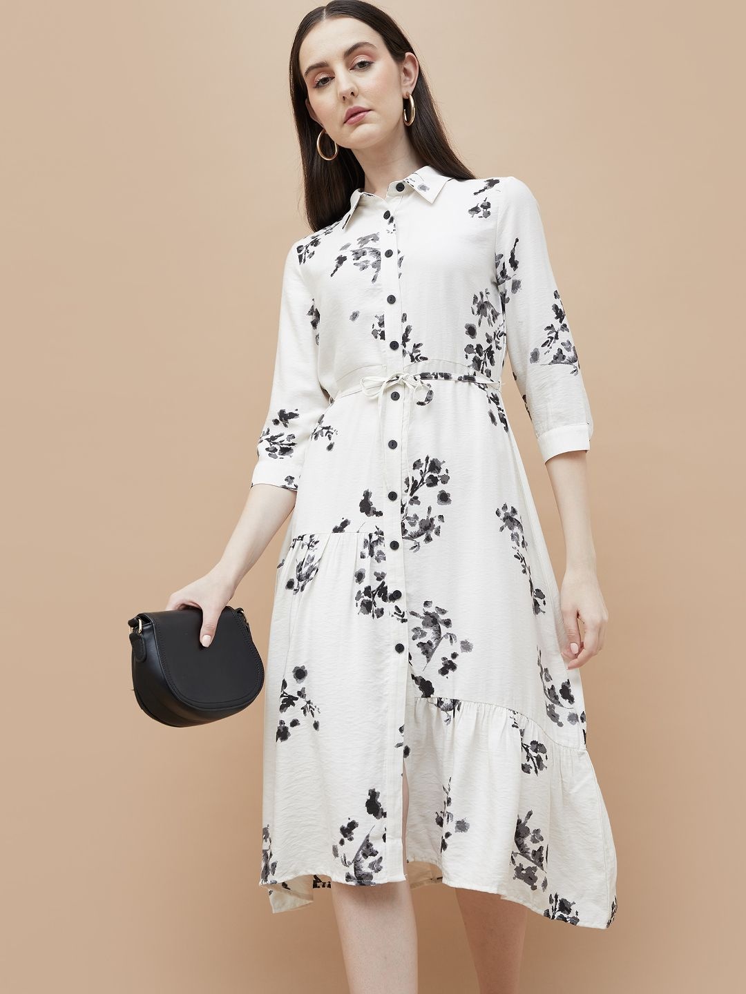 

CODE by Lifestyle Floral Print Fit & Flare Dress, Off white