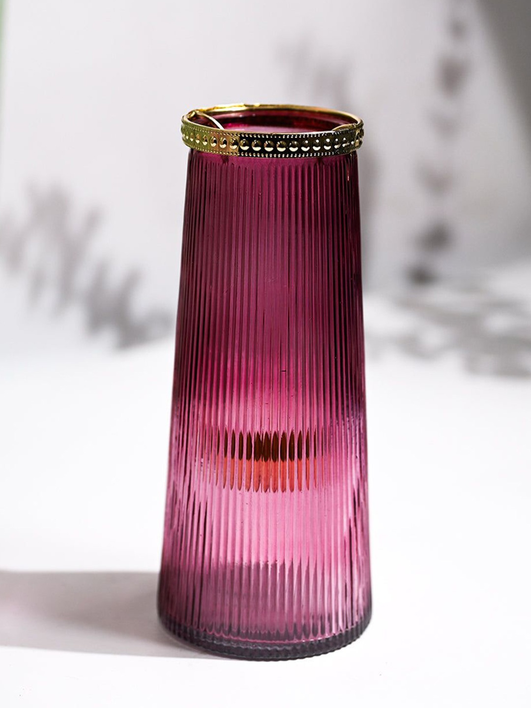 

MARKET99 Purple & Gold-Toned Textured Cone Glass T-Light Candle Holder