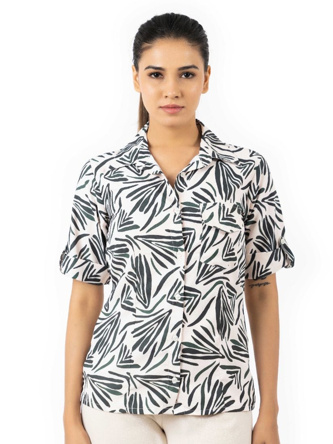 

KUNDAN FAB Women Floral Opaque Printed Casual Shirt, White