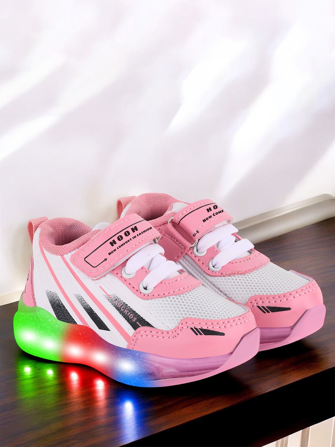 

HOOH Now Comfort in Fashion Unisex Kids Woven Design Sneakers, Pink