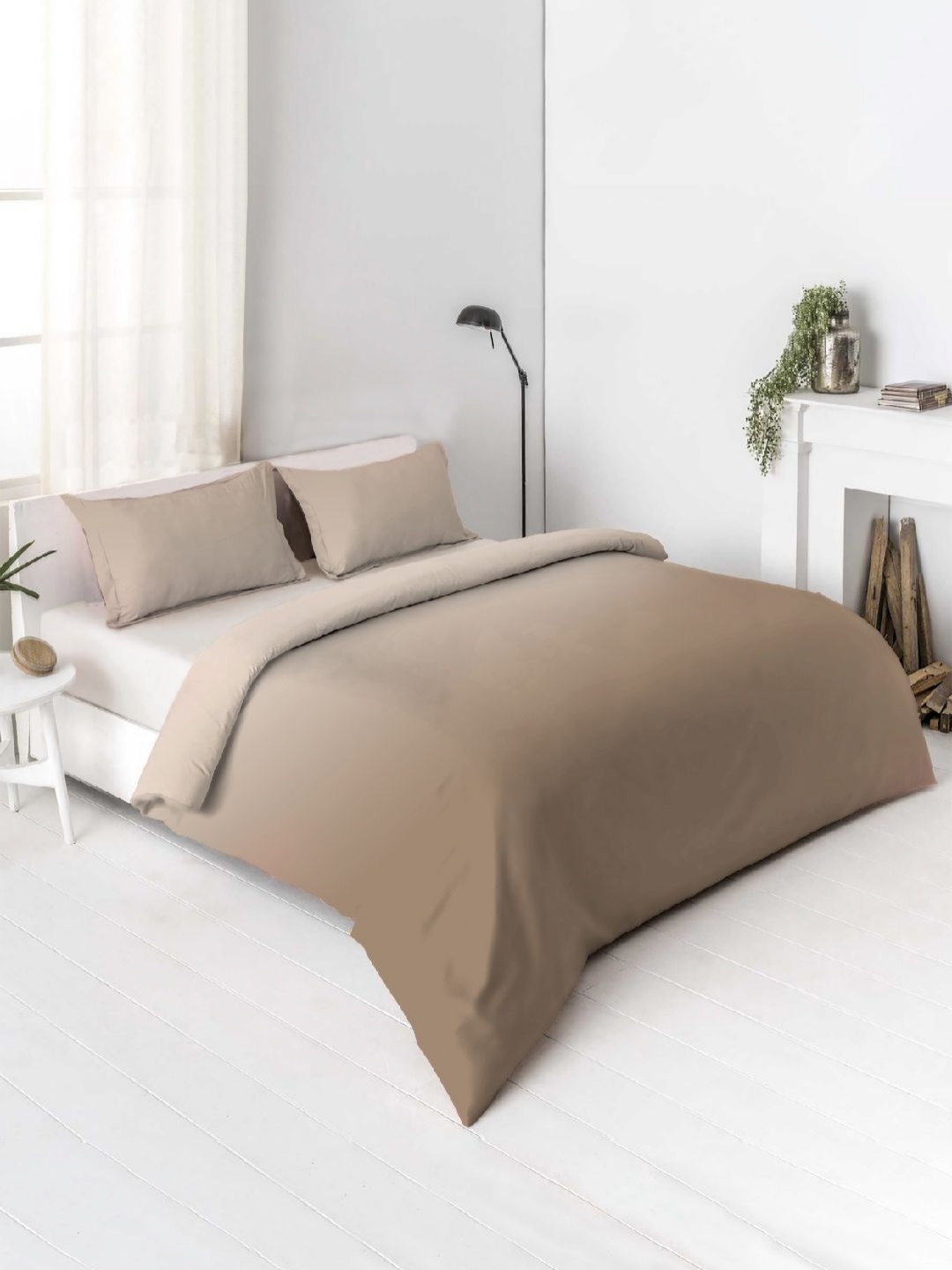 

VINTANA Camel Brown Cotton 250 TC Ombre King Bedsheet Set 2.74 m x 2.74 m