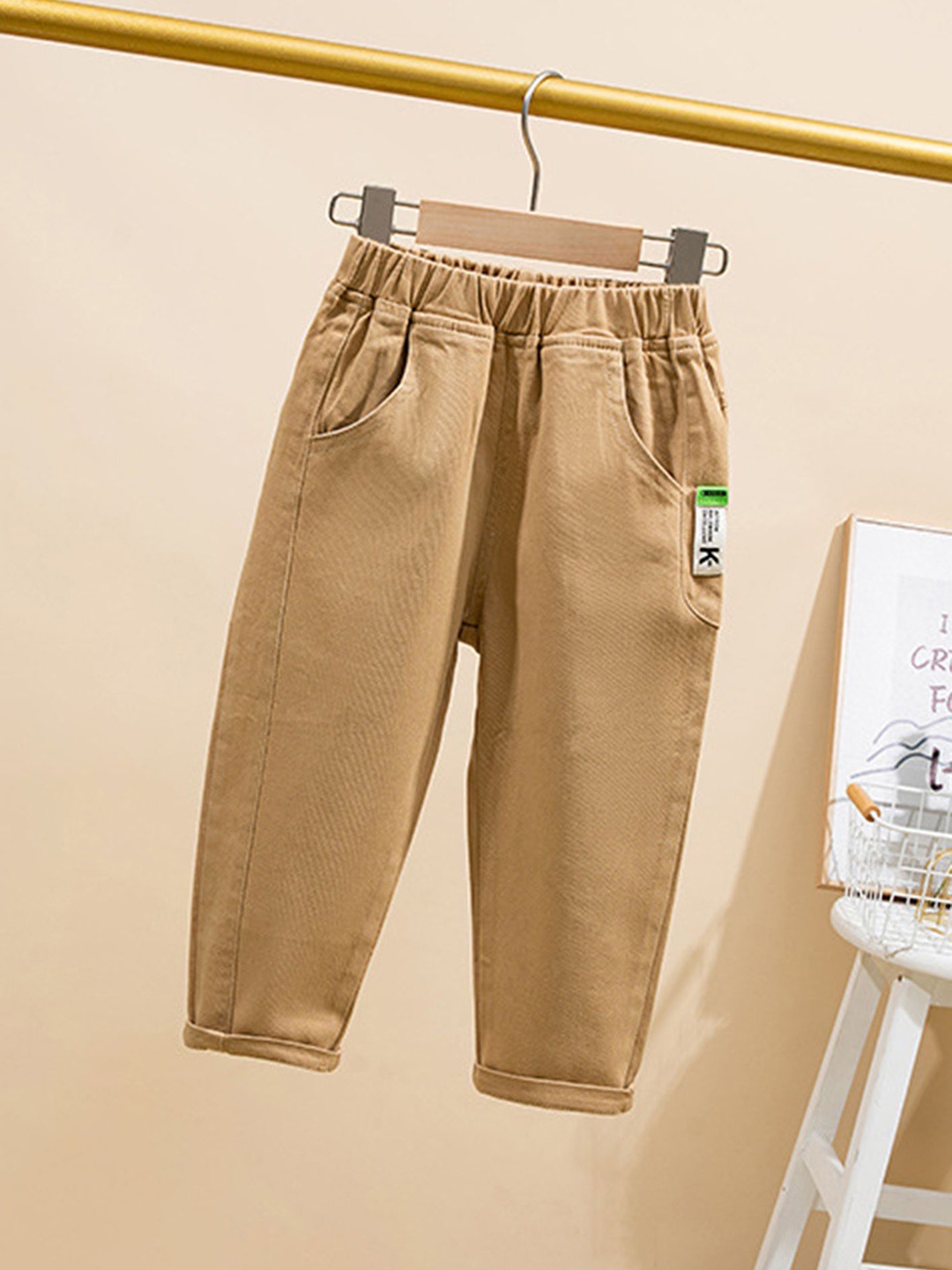 

LULU & SKY Boys Tapered Fit High-Rise Trousers, Khaki