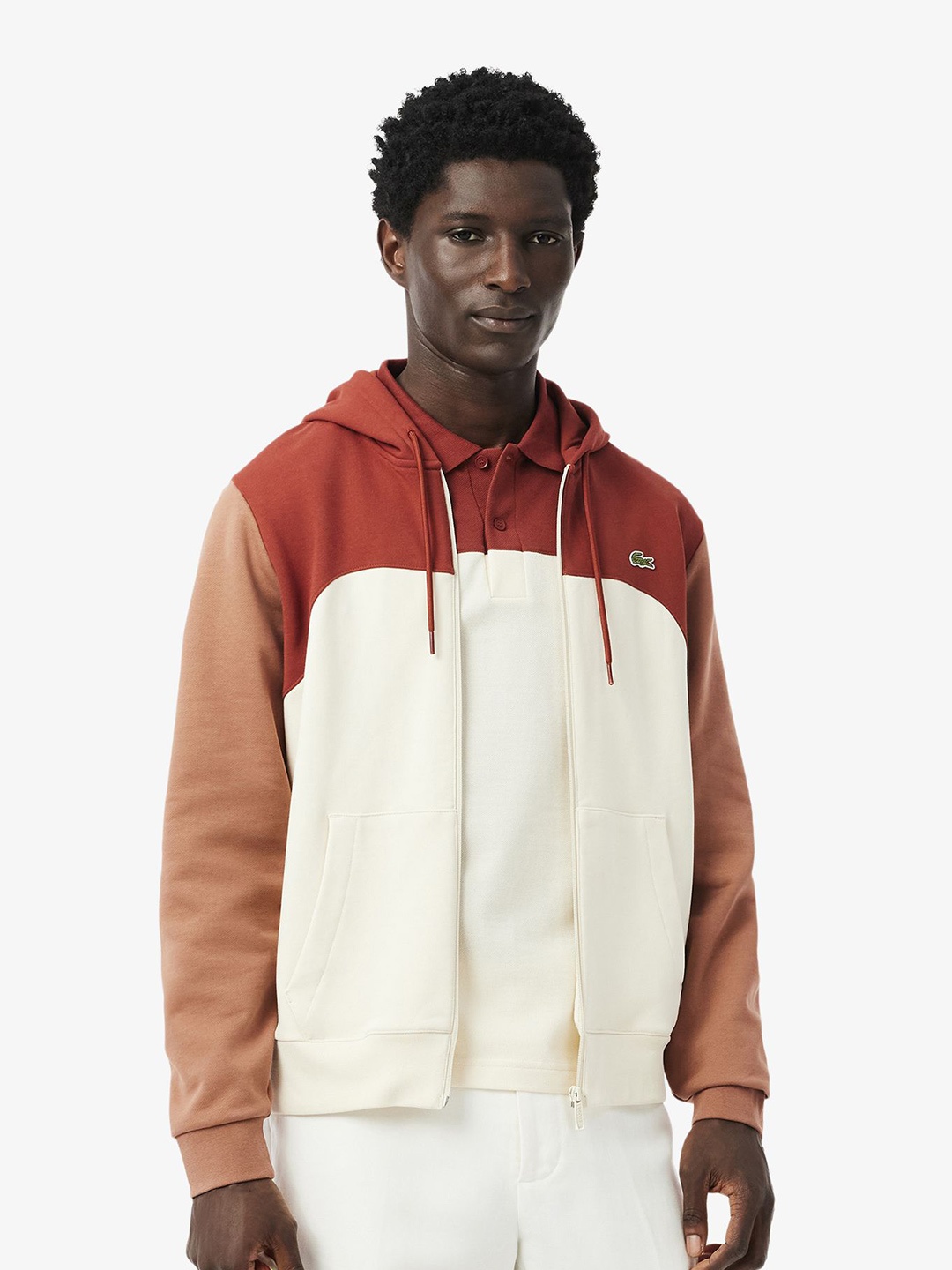 

Lacoste Men Colourblocked Pure Cotton Hooded Sweatshirt, White
