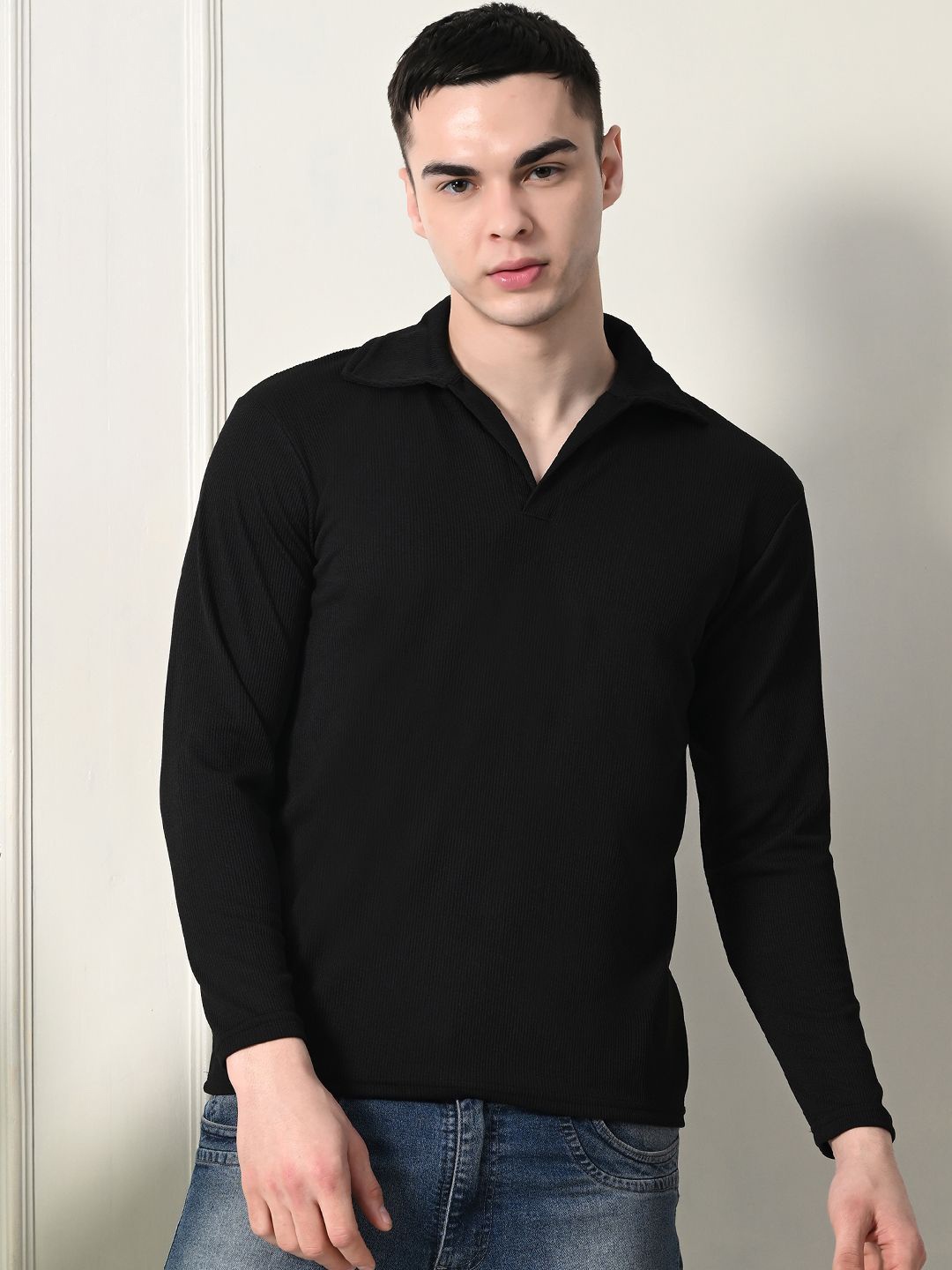 

Moda Rapido Men Solid Polo Collar T-shirt, Black