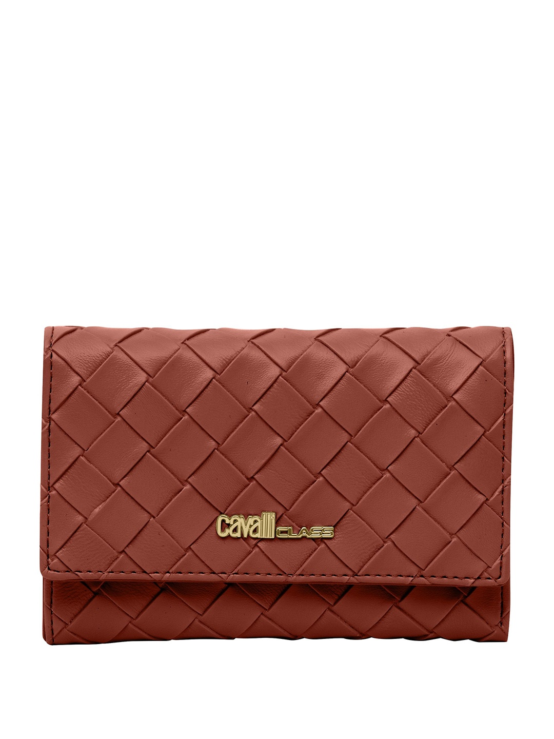 

Cavalli Class Women Textured Three Fold Wallet, Brown
