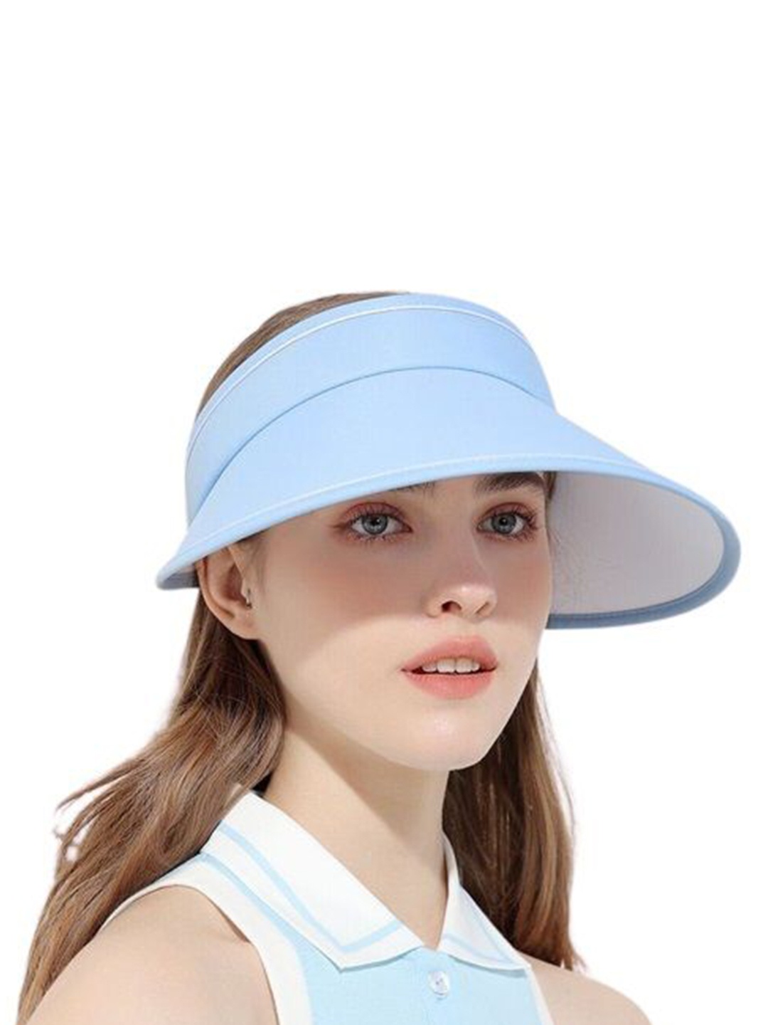 

Alexvyan Women Long Wide Brim Open Top Visor Cap, Blue