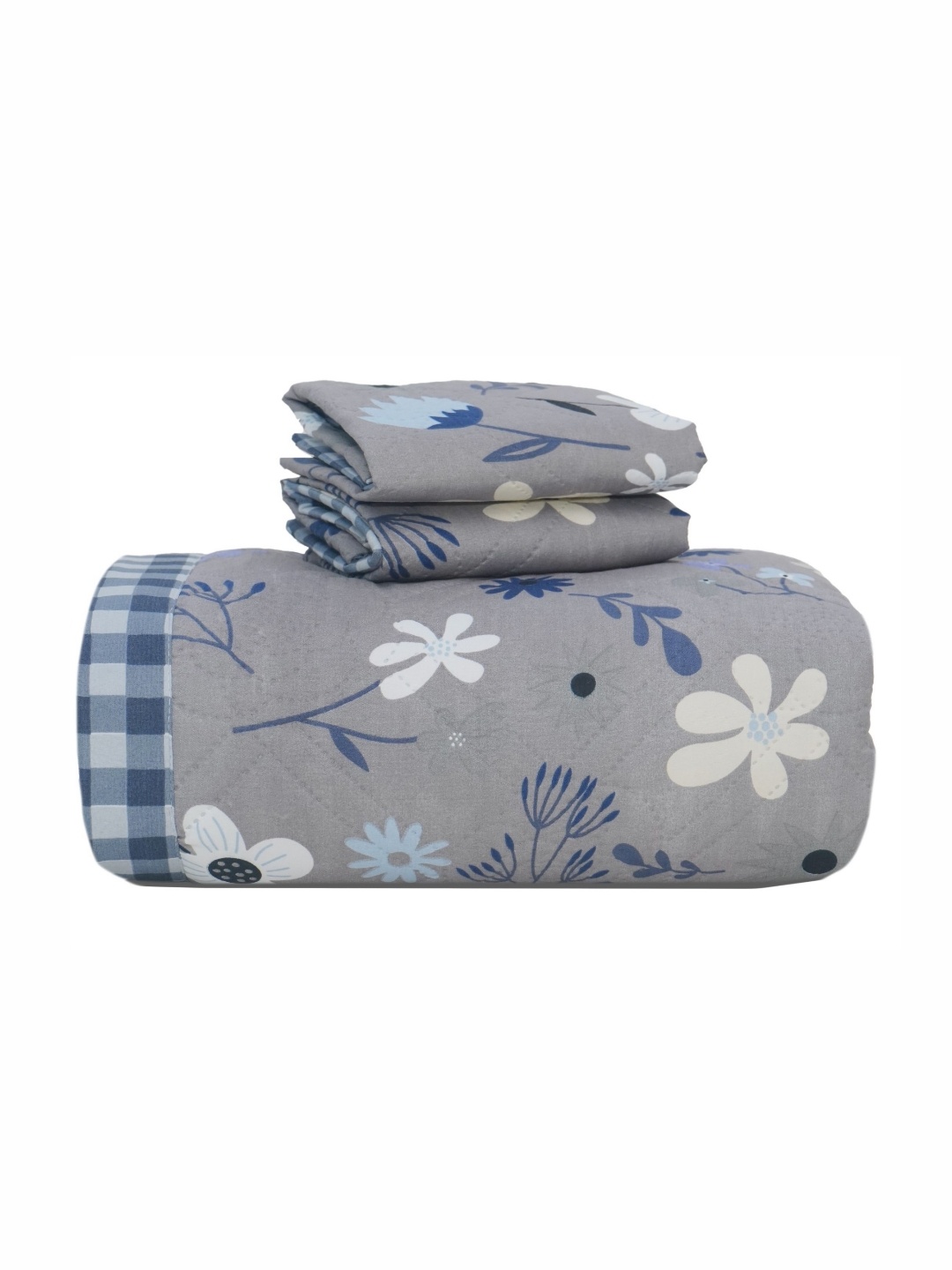 

Innovative Edge Grey Floral Printed Cotton 210 TC King Bedsheet Set 2.28m x 2.54m