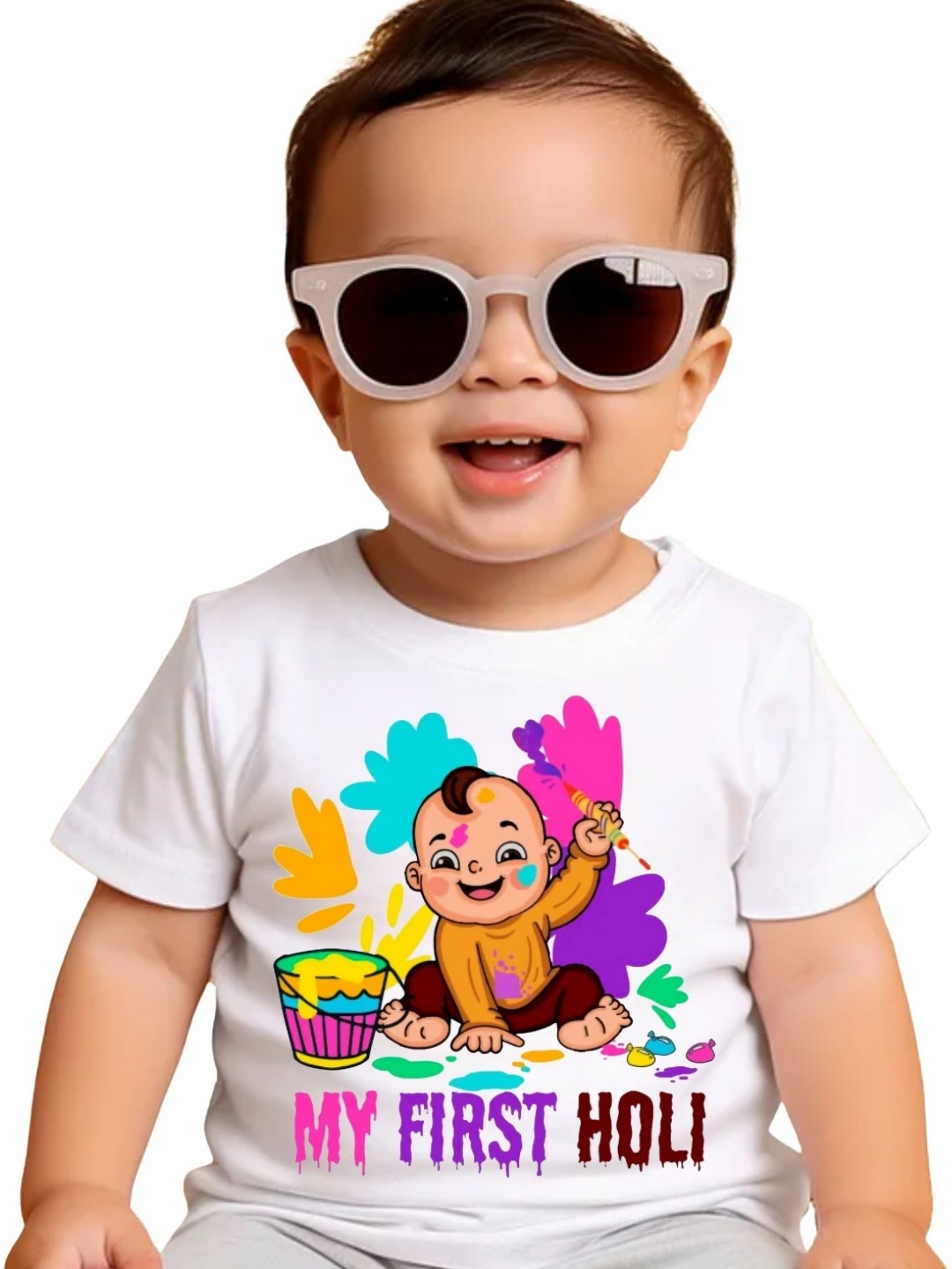 

itsmycostume Unisex Kids My First holi tshirts, White