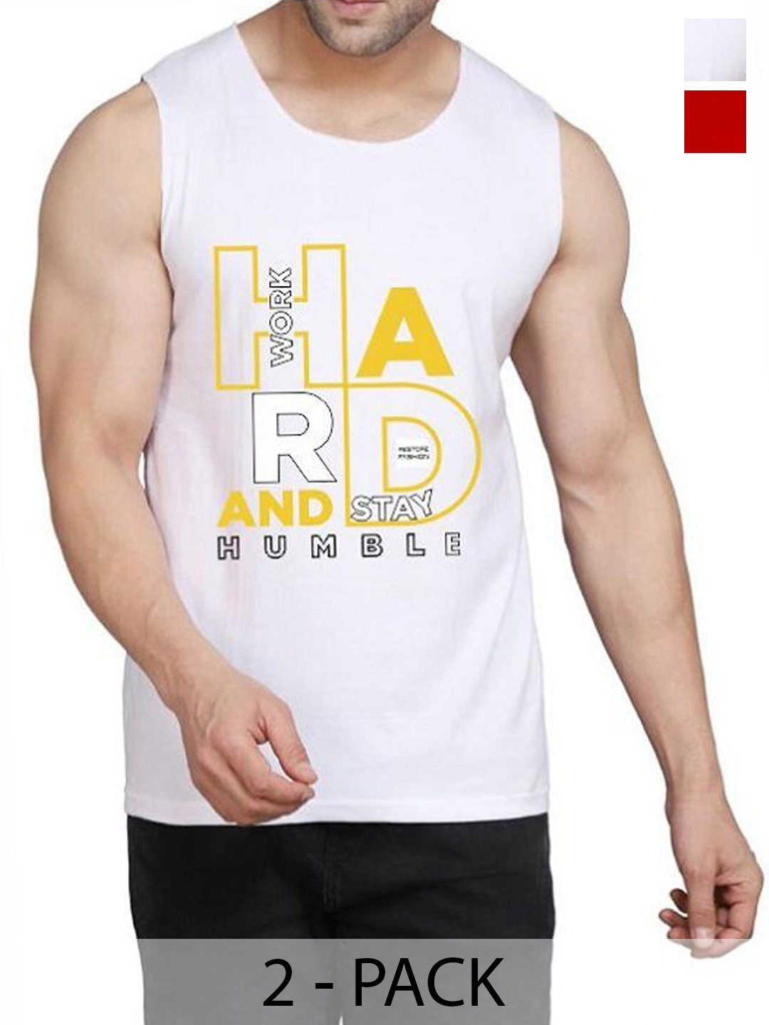 

WOOSTRO Pack Of 2 Printed Cotton Innerwear Vests RS26 (ENJOY RED)(HARD WHITE)