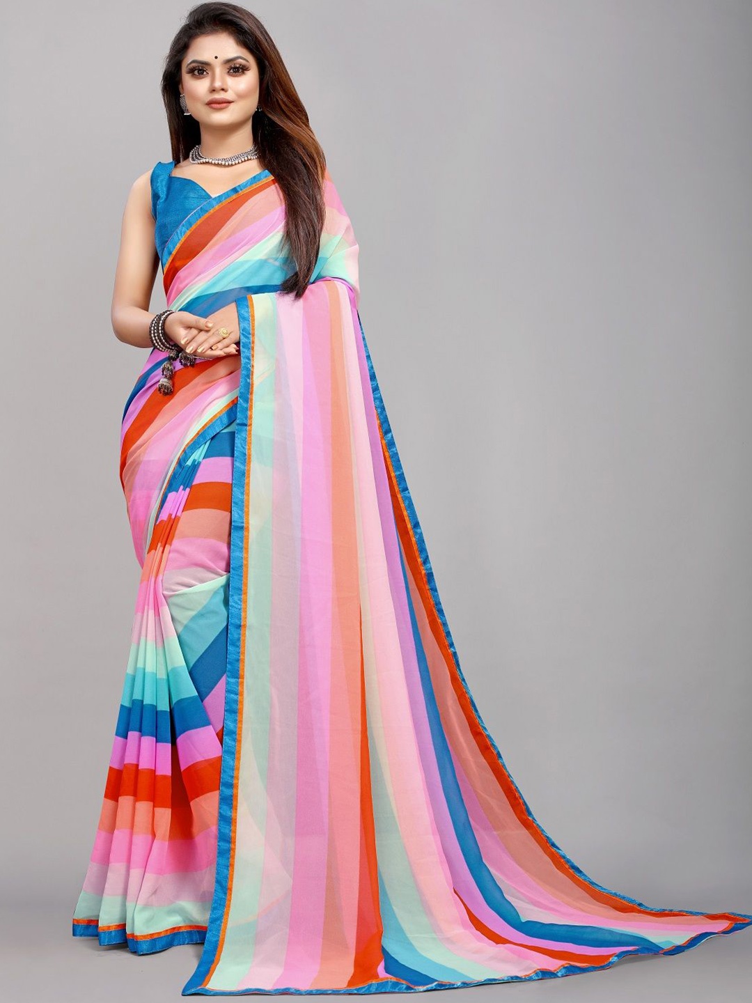 

Moda Rapido Leheriya Printed Pure Georgette Leheriya Saree, Turquoise blue