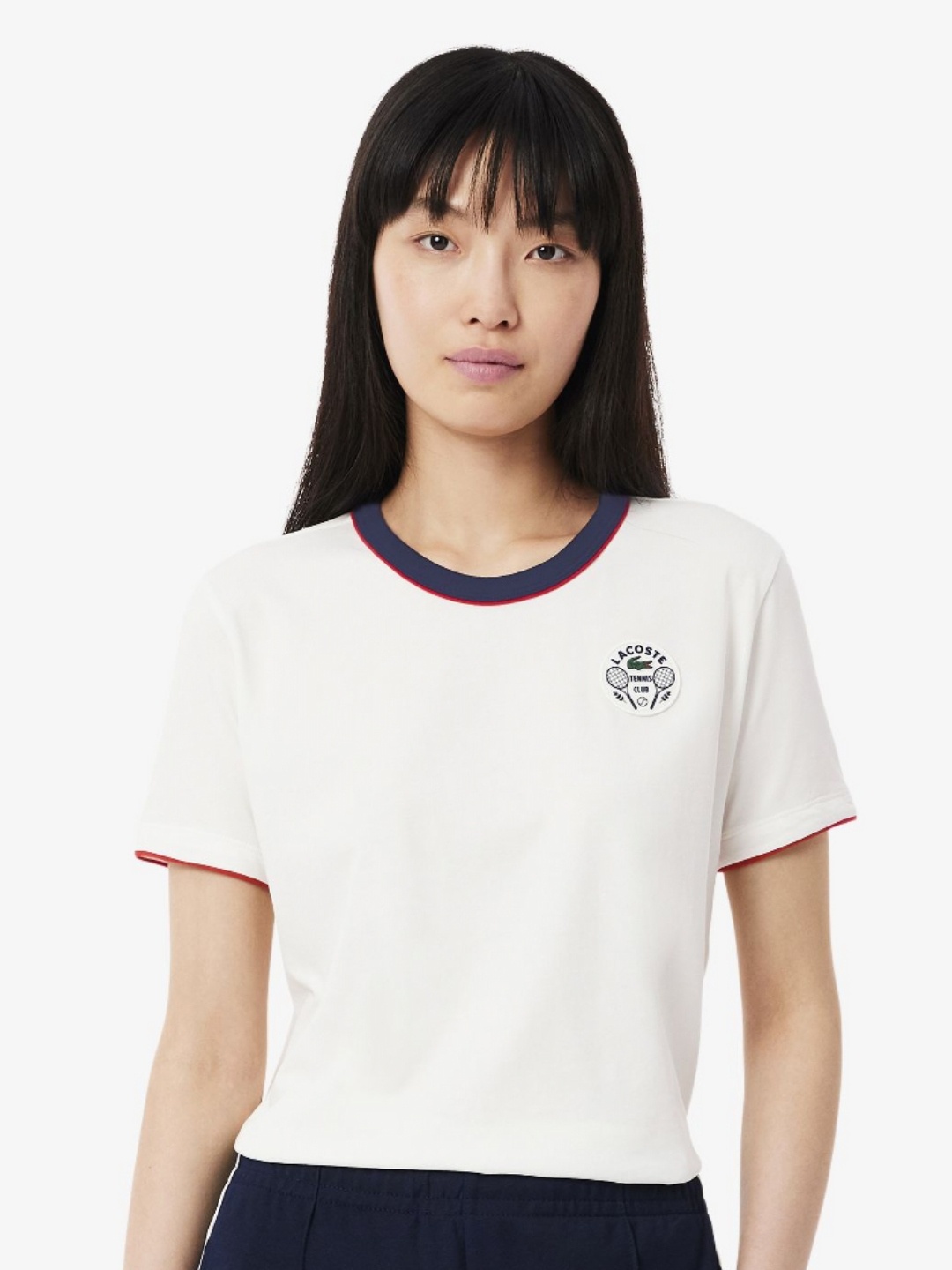 

Lacoste Women Solid Round Neck Cotton Slim Fit T-shirt, White