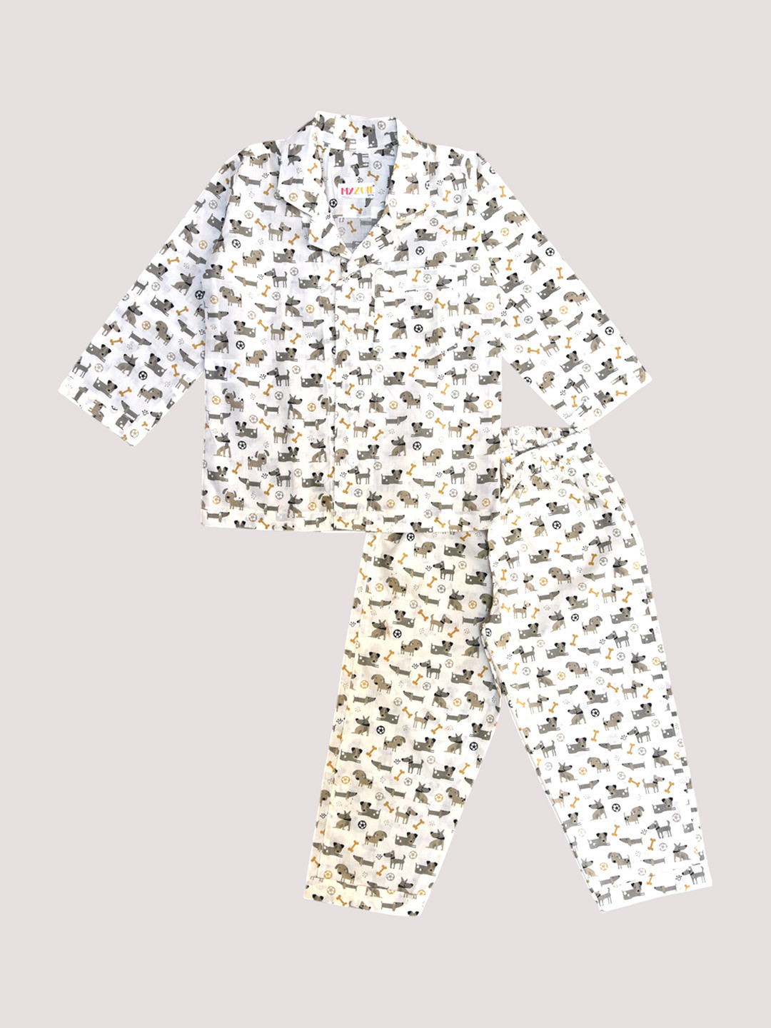 

MYZUIE Unisex Kids Printed Night suit, Brown