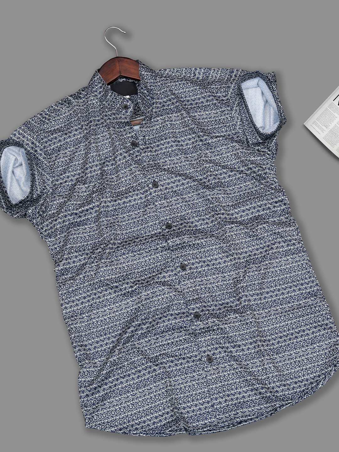 

iCome Men Classic Opaque Printed Casual Shirt, Black