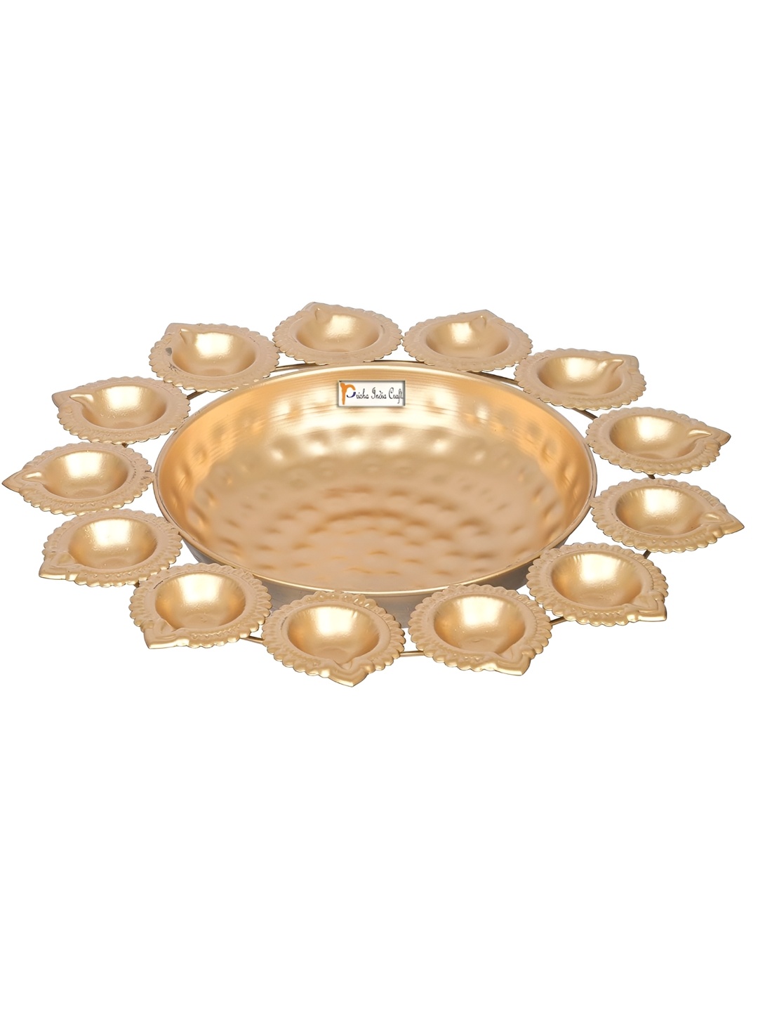 

PRISHA INDIA CRAFT Yellow Pooja Urli Bowl, Gold