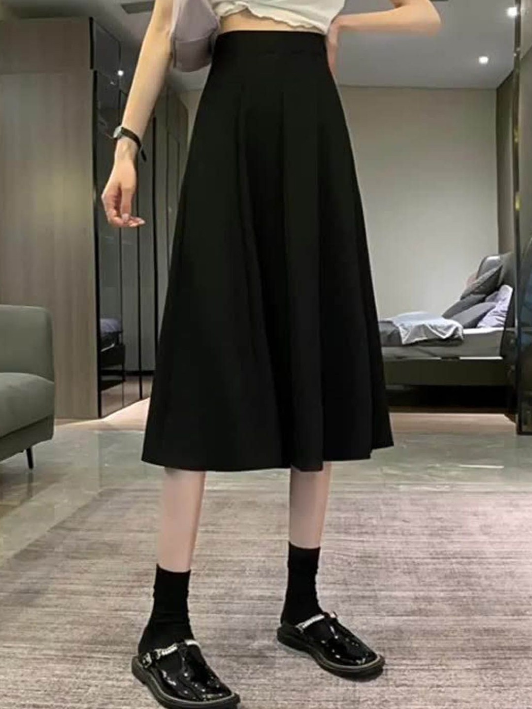 

StyleCast High Rise Midi Skirt, Black