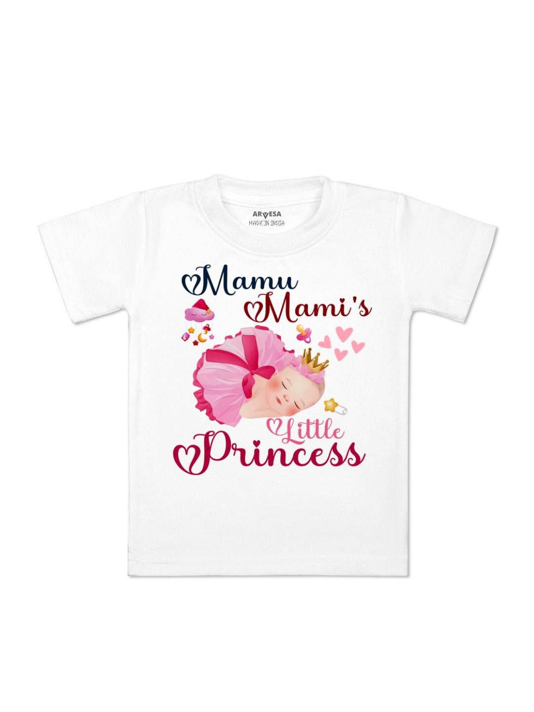 

Arvesa Kids Mamu Mami Little Princess Printed Tshirt, White