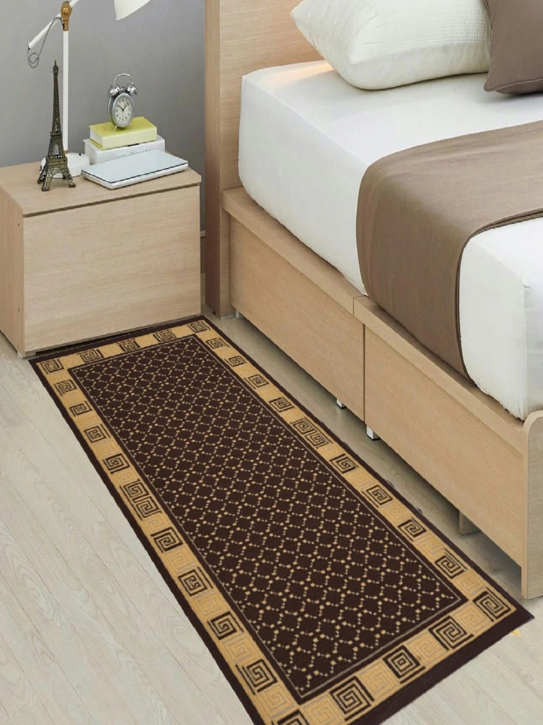 

RRC Coffee-Brown & Beige Geometric Printed Anti Skid Bed Runner