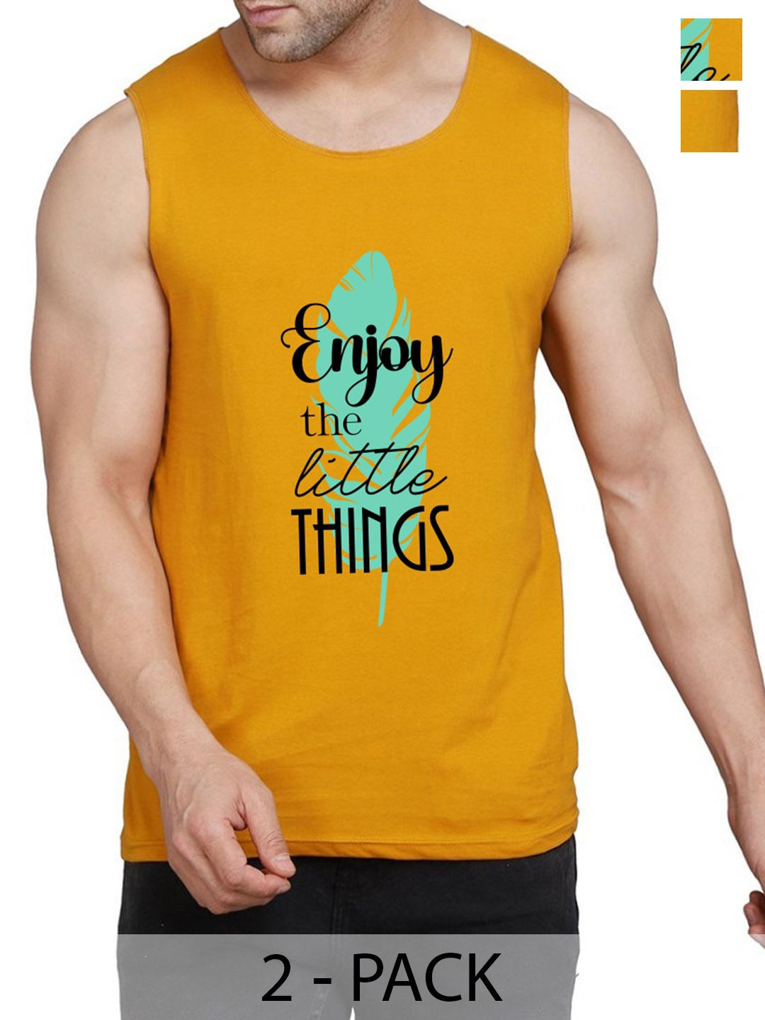 

WOOSTRO Pack Of 2 Printed Gym Vests RS26 (ENJOY MUSTARD)(98 MUSTARD)