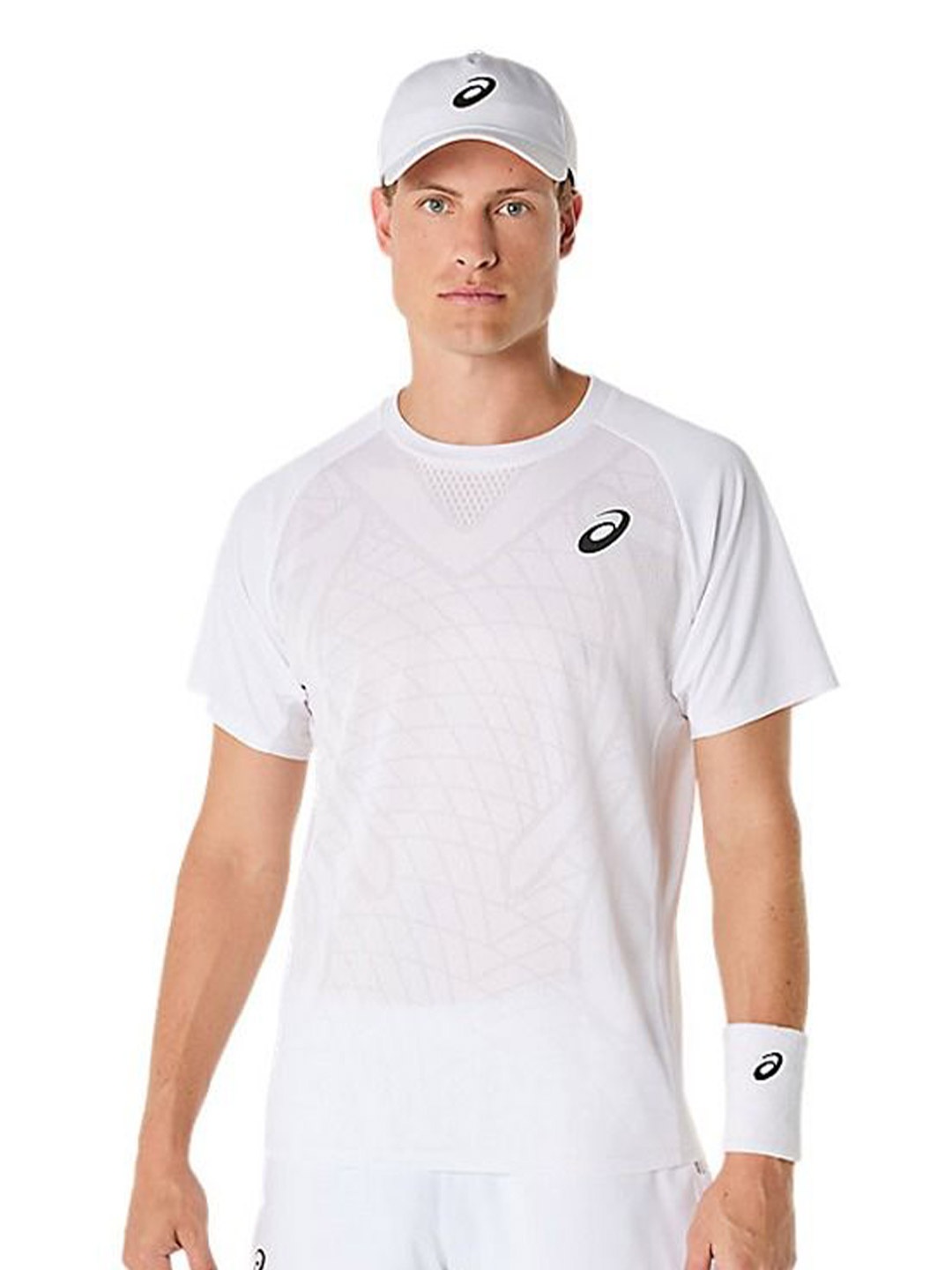 

ASICS Men Self Design Round Neck Slim Fit T-shirt, White