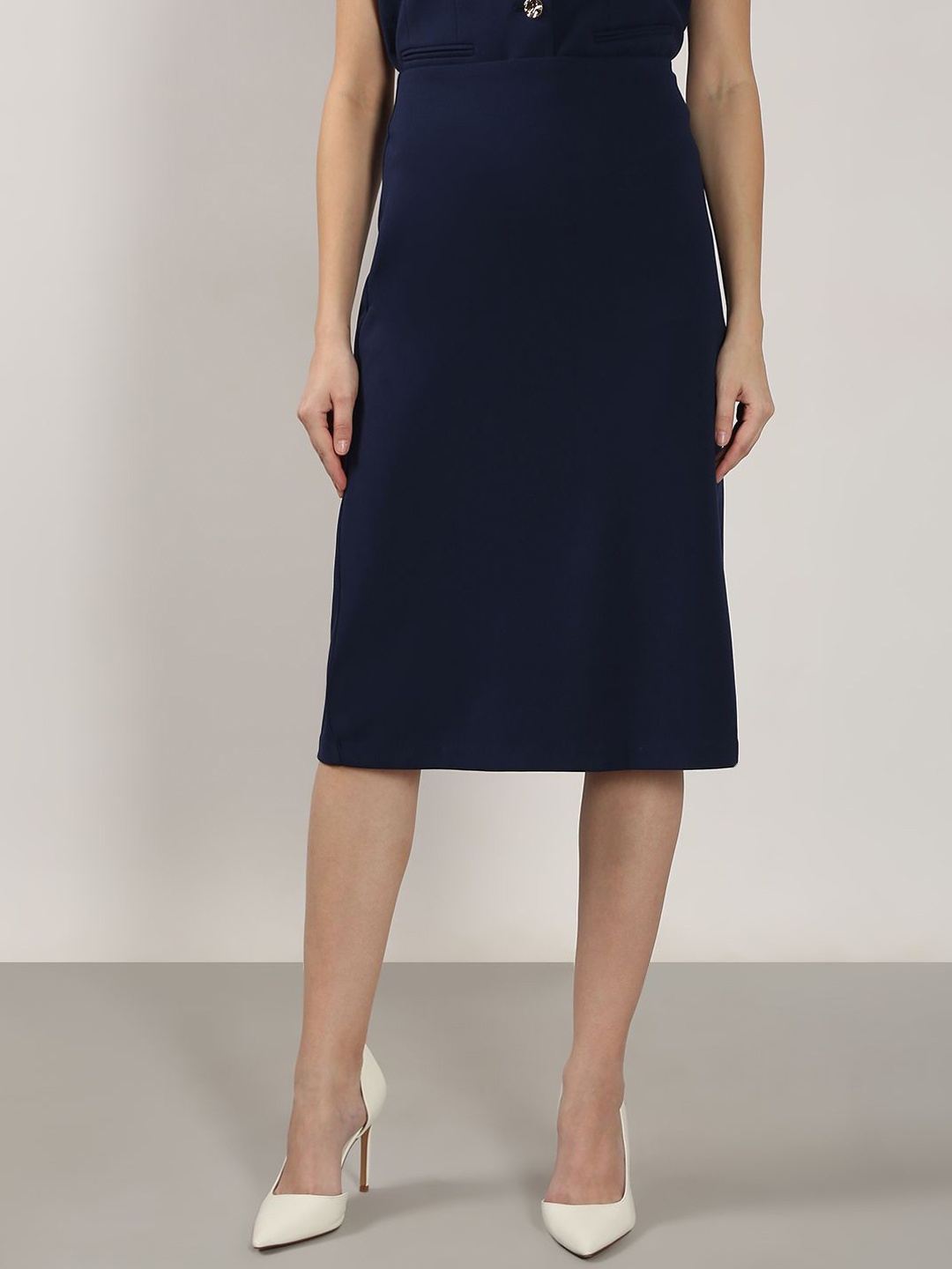 

VERO MODA Straight Midi Skirt, Navy blue