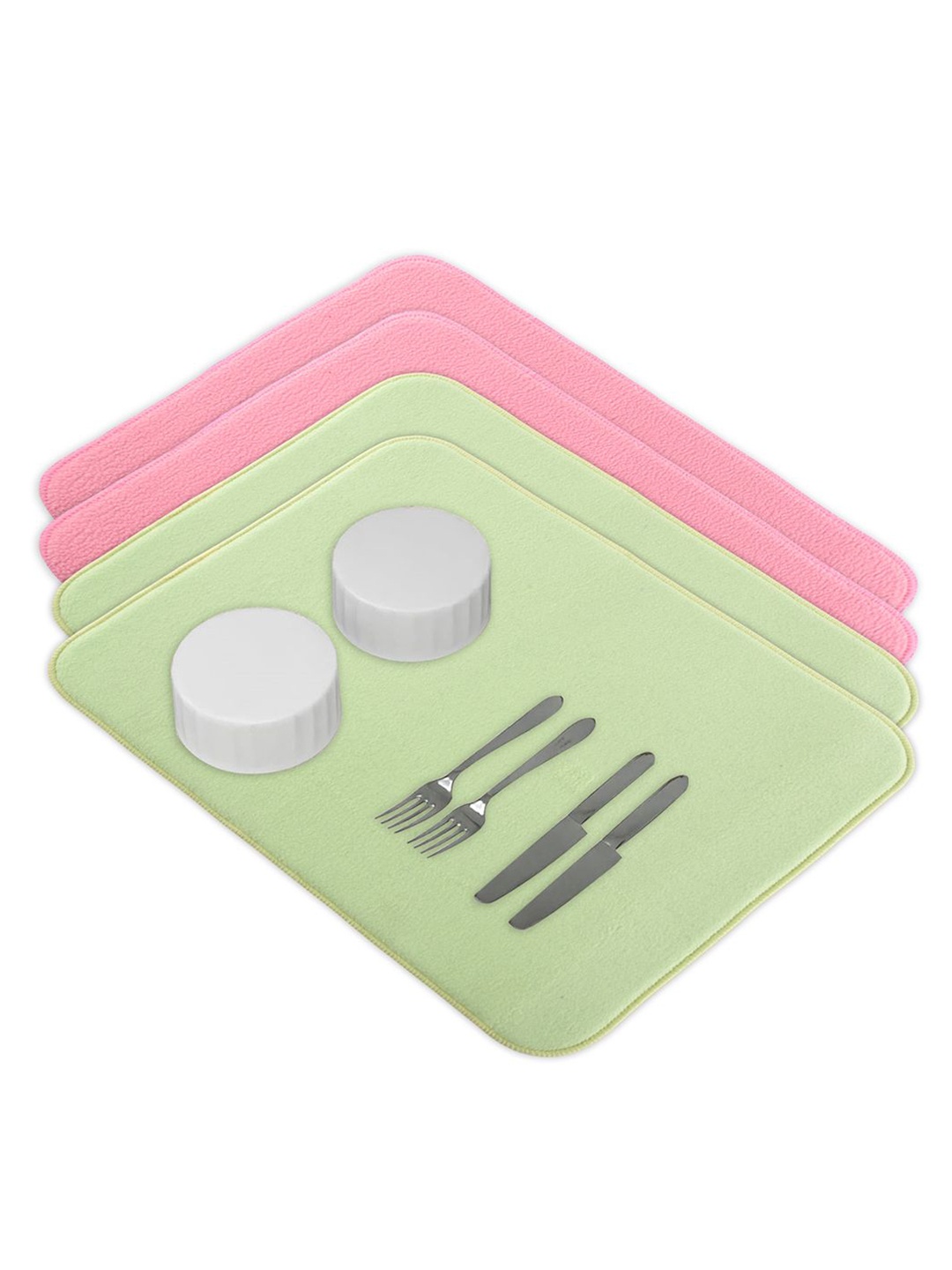 

Kuber Industries 4-Pc Green & Pink Non Slip Dish Drying Mats