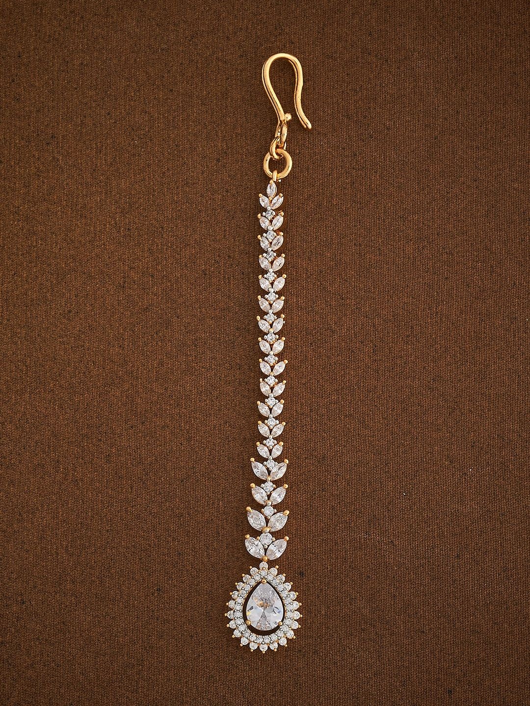 

Kushal's Fashion Jewellery Gold-Plated Zircon Studded Maang Tikka Head Jewellery