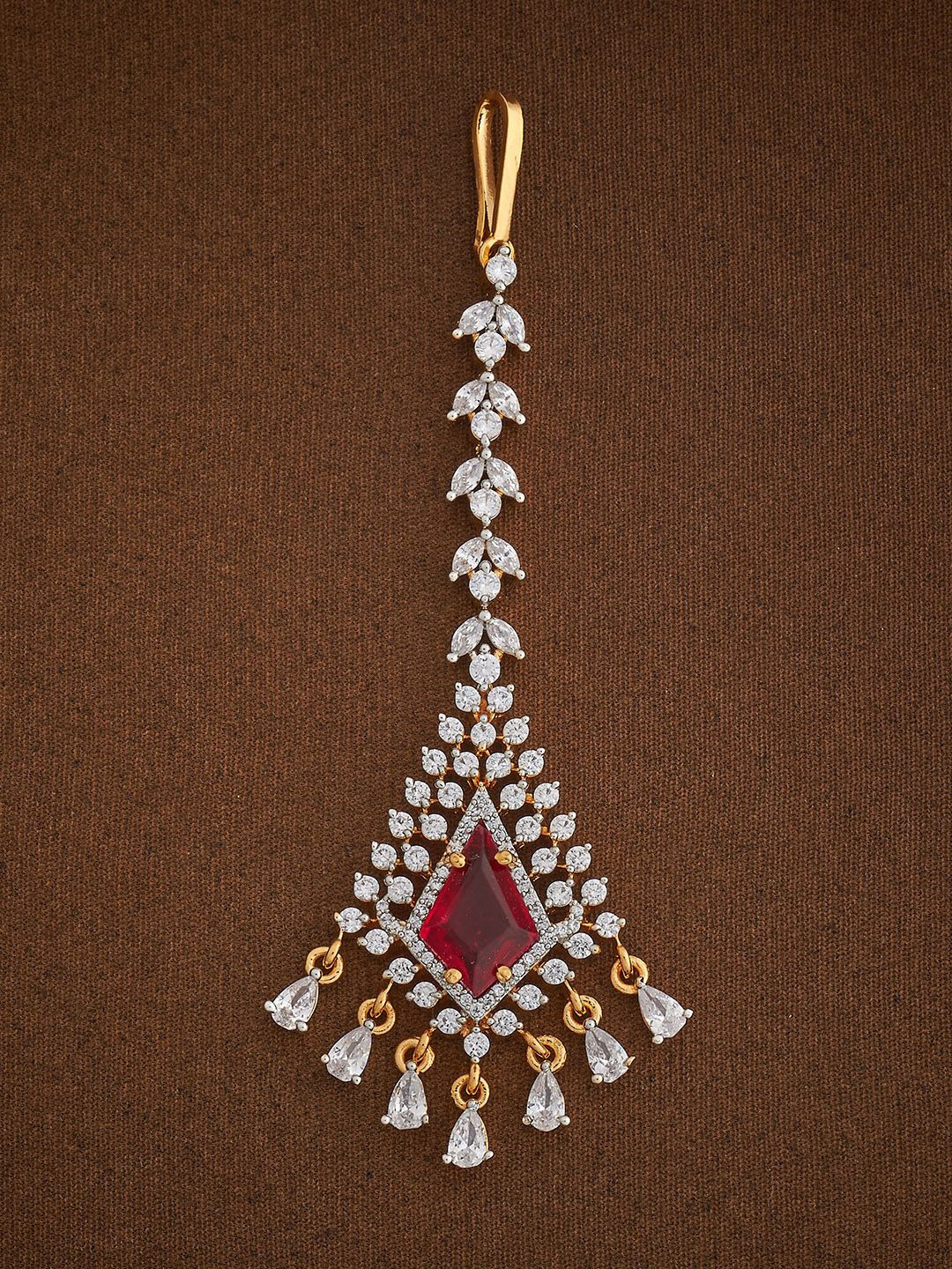 

Kushal's Fashion Jewellery Gold-Plated Zircon Studded Maang Tikka Head Jewellery