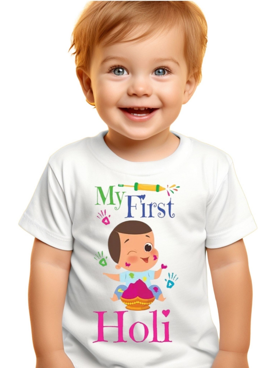 

itsmycostume Unisex Kids My First holi tshirts, White