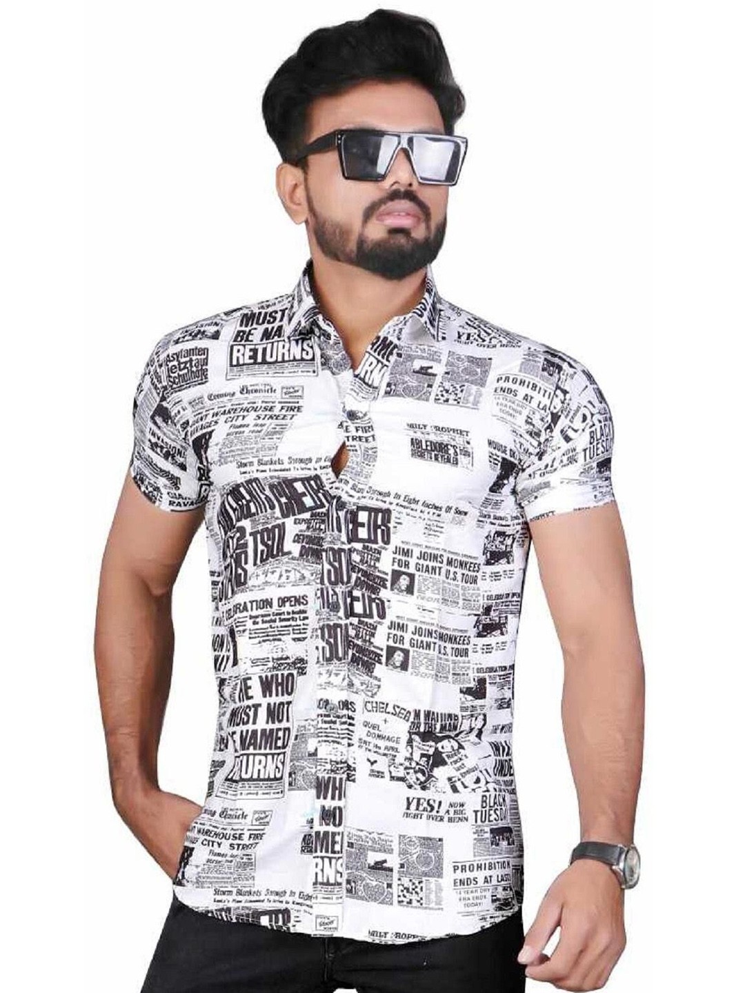 

iCome Men Classic Opaque Printed Casual Shirt, Multi