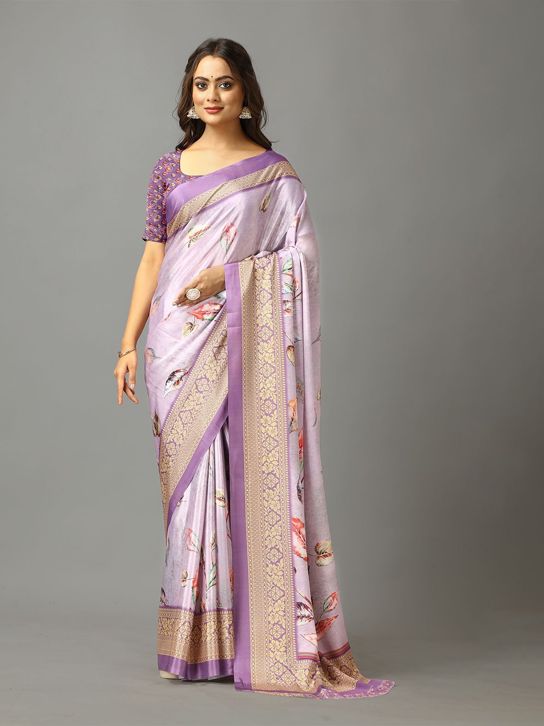 

NIRMAL CREATION Floral Saree, Magenta