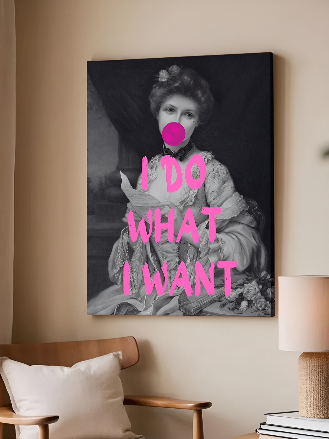 

Art Street Silver-Toned & Pink Feminist Altered Stretch Canvas Wall Art