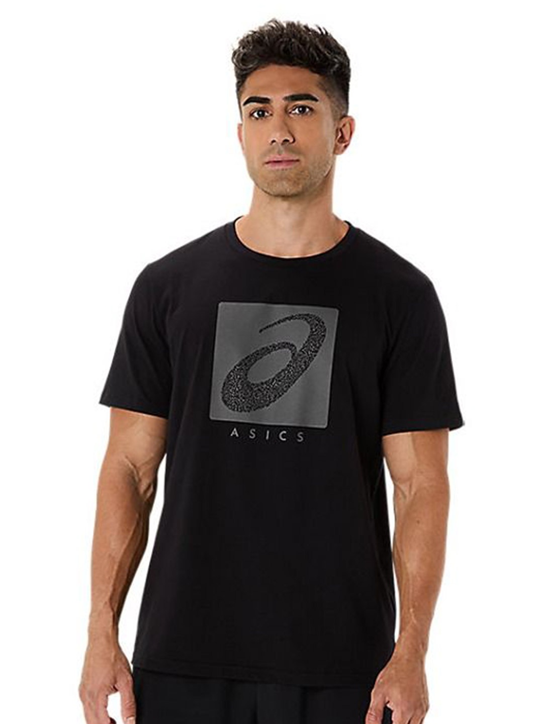 

ASICS Men Graphic Printed Round Neck Cotton T-shirt, Black