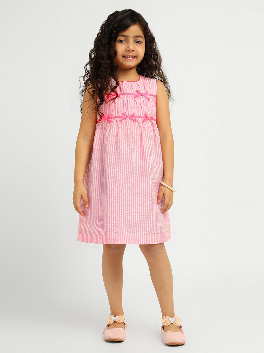 

Somersault Girl Striped A-Line Dress, Pink